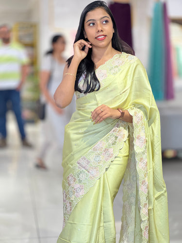 Point Embroidery Floral Patterned Semi Tussar Saree | SUN417