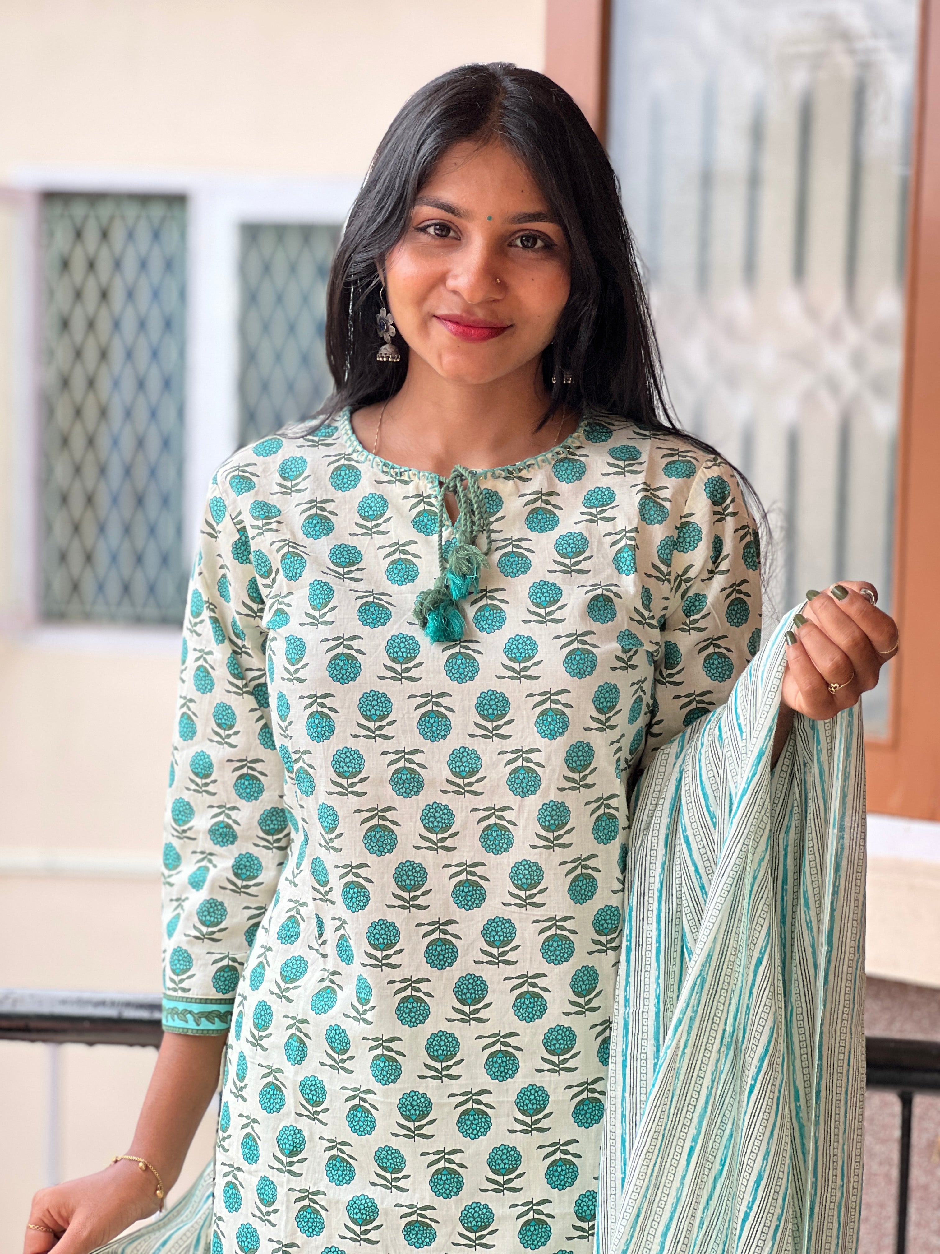 Floral Printed Design Cotton Kurta Set | NCF164