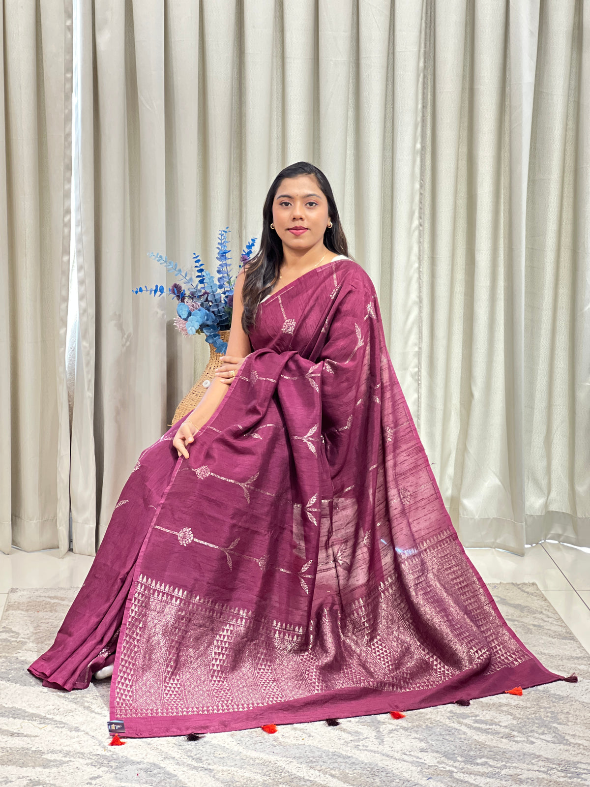 Banarasi Weaved Pattern Tussar Finish Saree | YNG1722