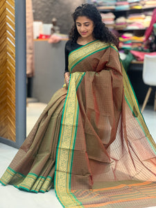 Kanchi-cotton sarees with thread weave patterns | VR132