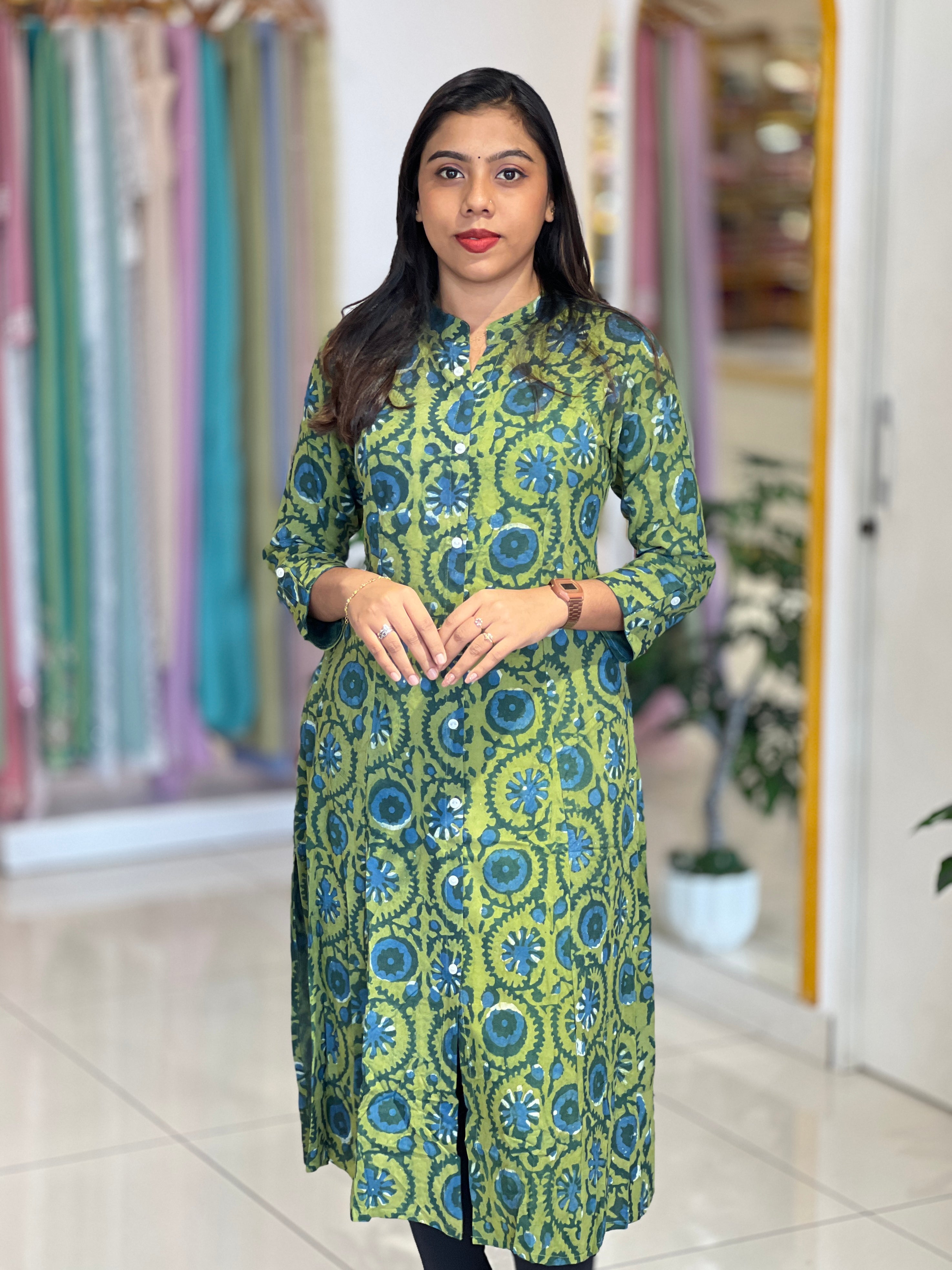 Printed Cotton Kurta | OMF148