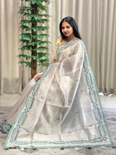 Print With Embroidery Highlighted Tussar Organza Saree  | BLD1114