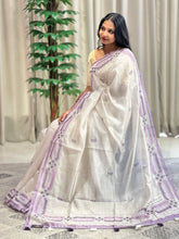 Print With Embroidery Highlighted Tussar Organza Saree |  BLD1113