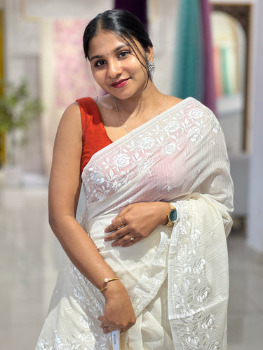 Floral Machine Embroidered Supernet Kota Saree | MR167