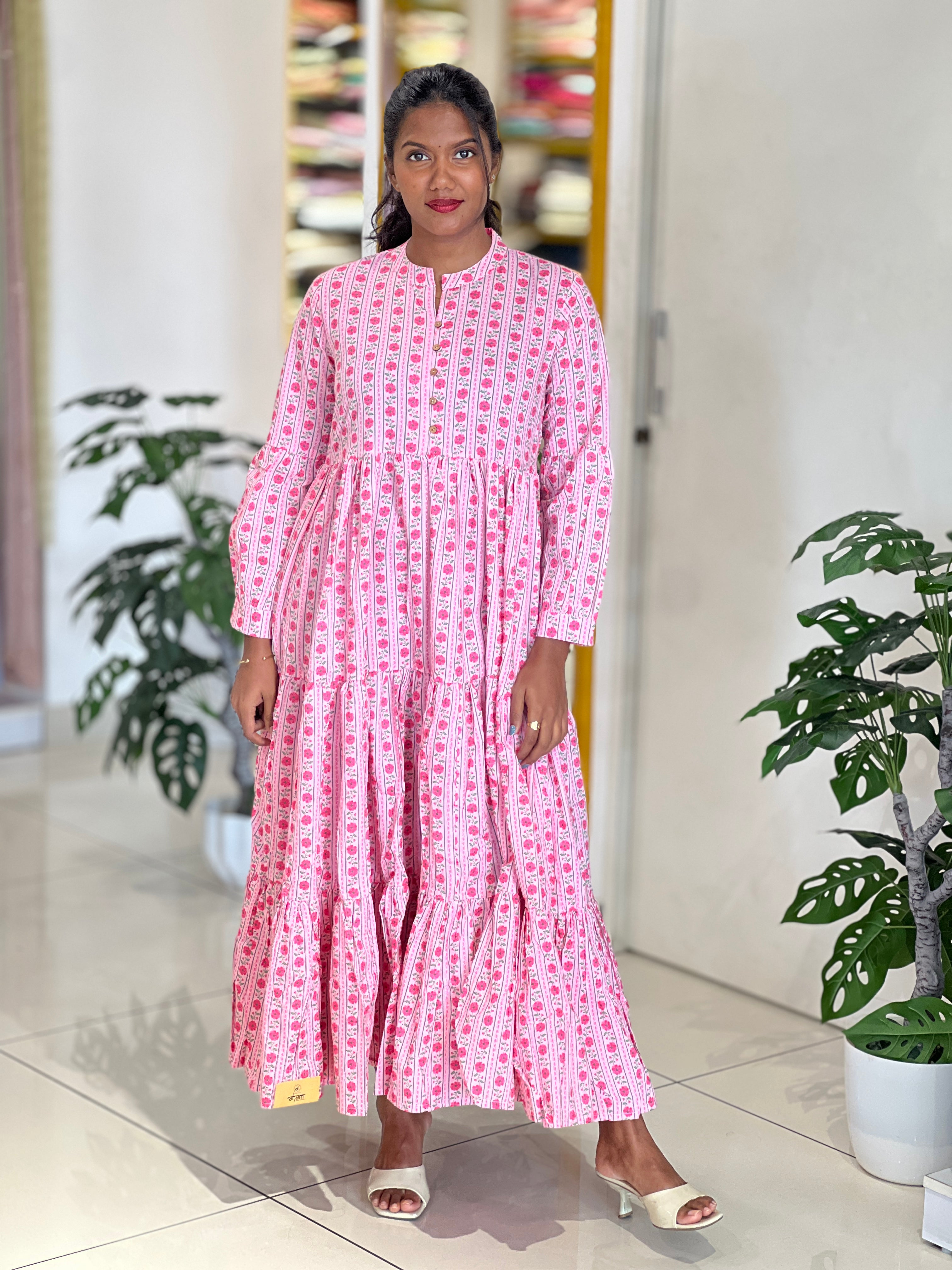 Printed Cotton Maxi Dress | OMF151