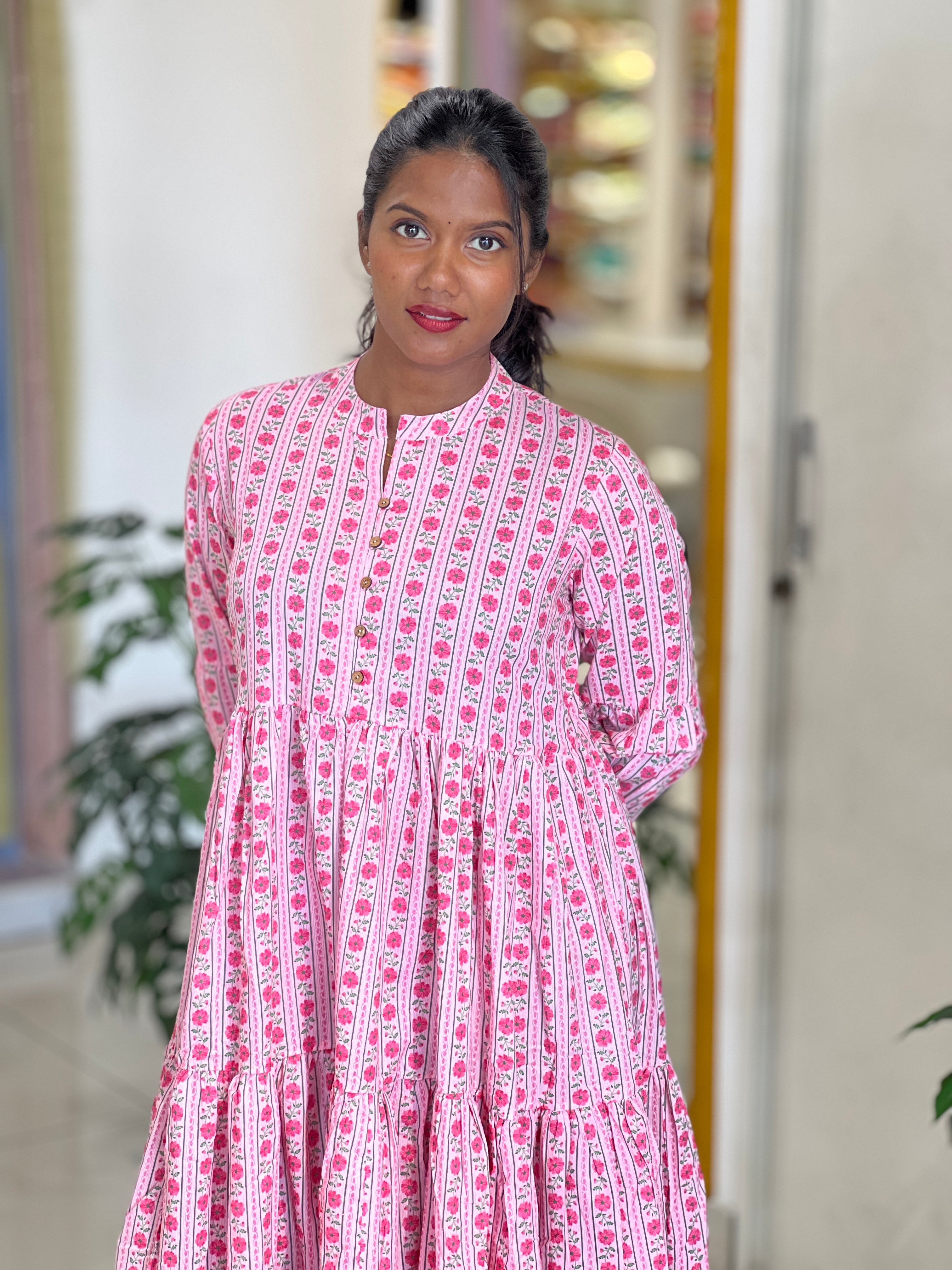 Printed Cotton Maxi Dress | OMF151