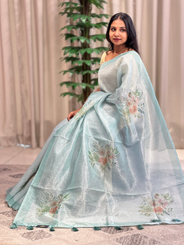Digital Printed Pattern Tissue Organza Saree | BLD1111
