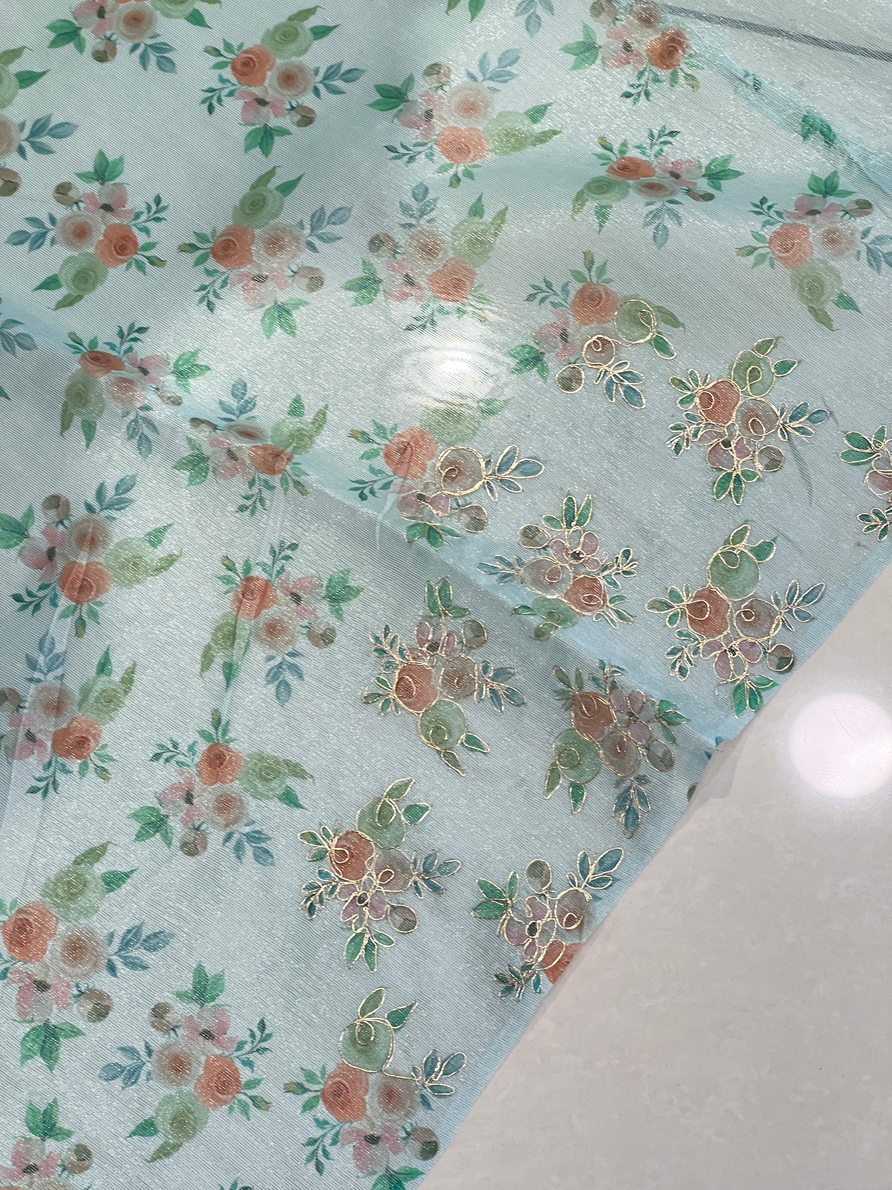Digital Printed Pattern Tissue Organza Saree | BLD1111