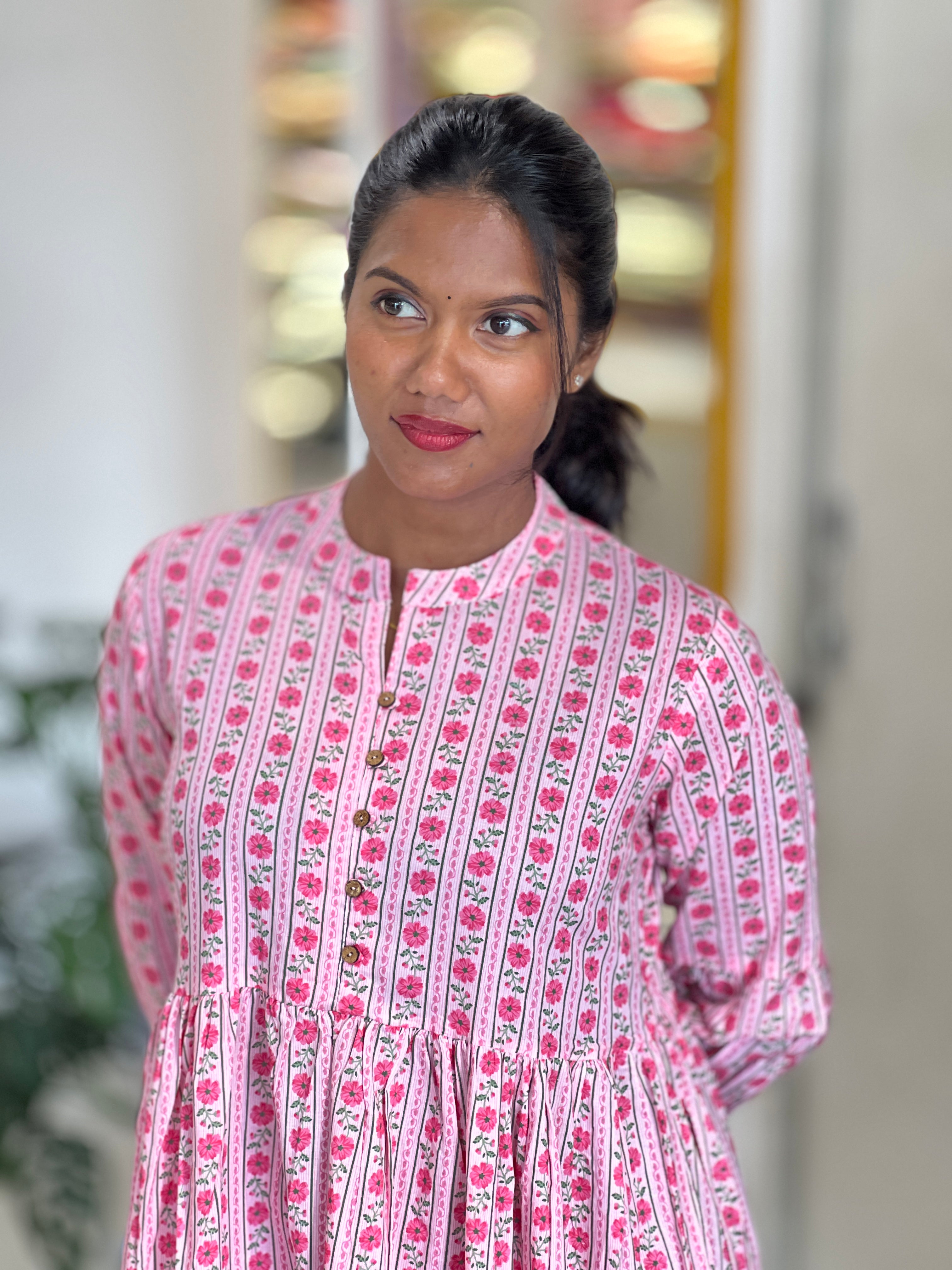 Printed Cotton Maxi Dress | OMF151