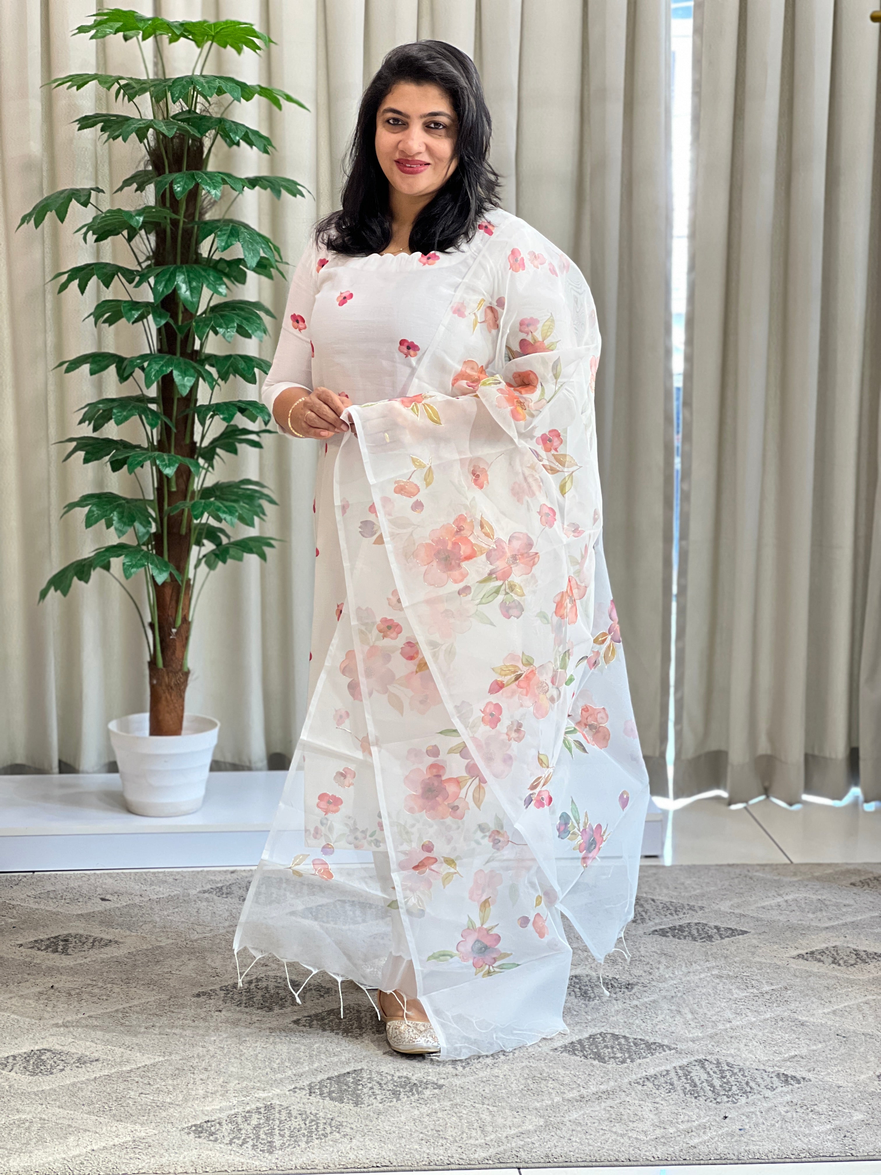 Floral Printed Design Chanderi Salwar Set | MR518