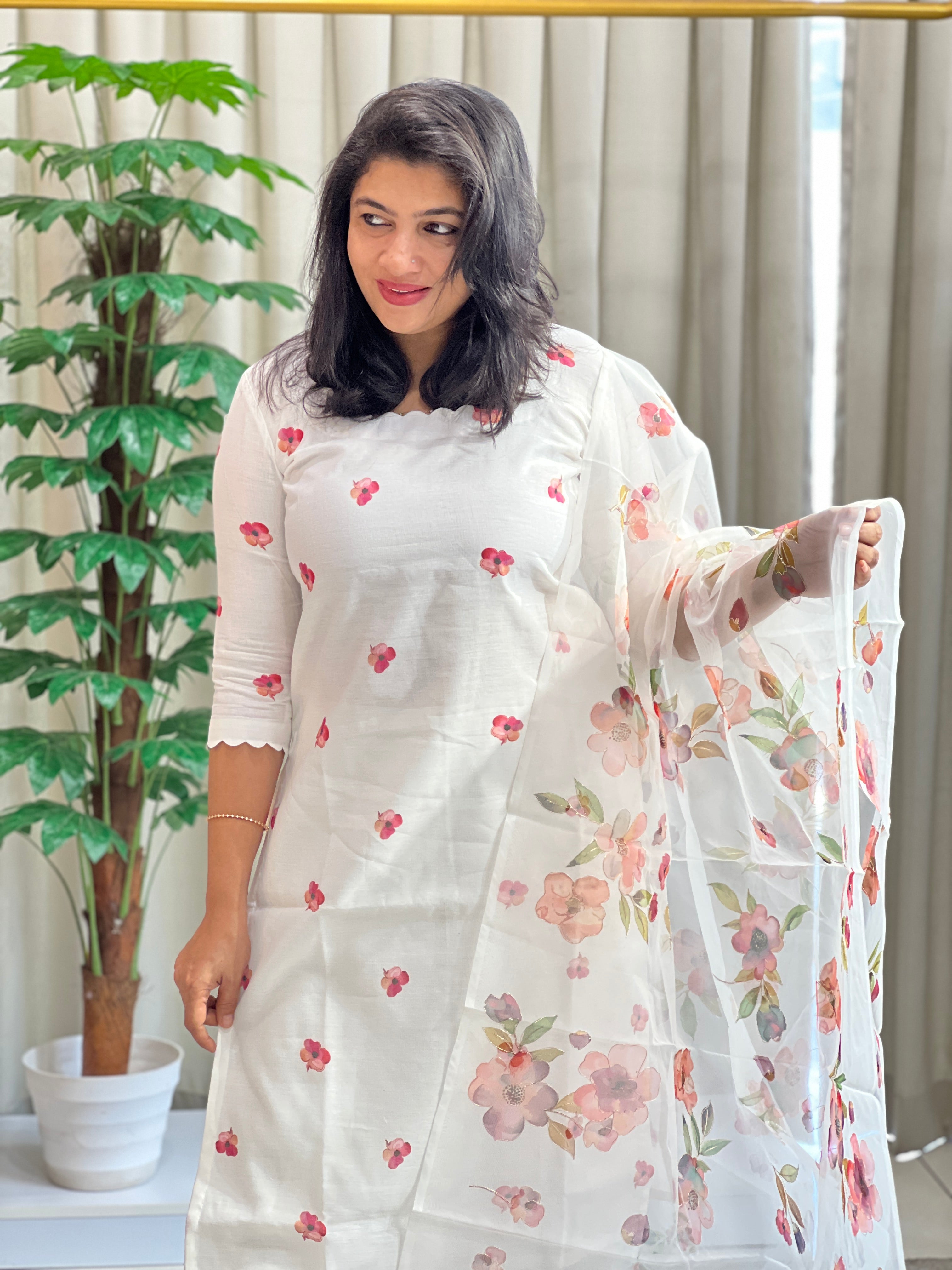 Floral Printed Design Chanderi Salwar Set | MR518