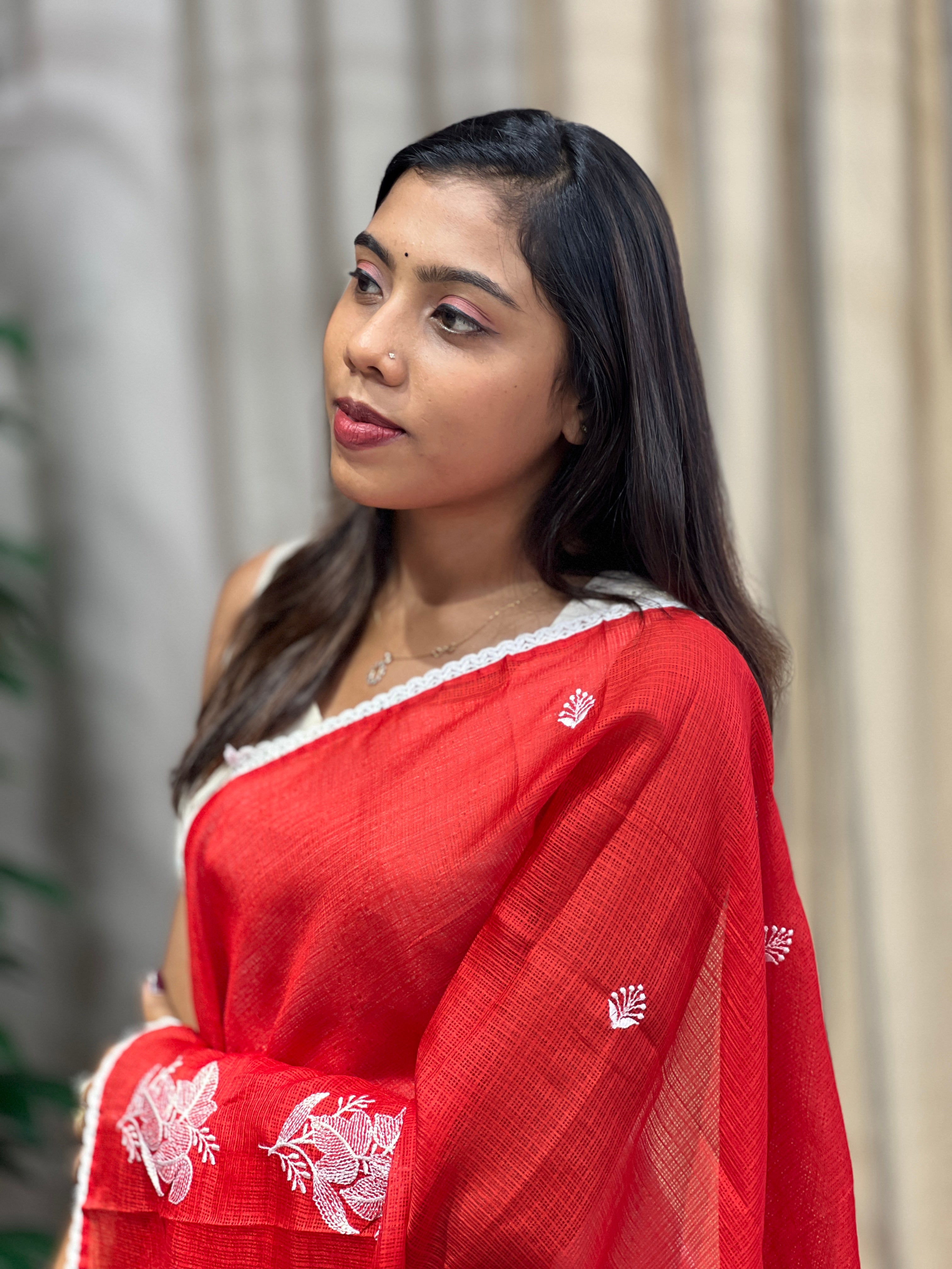 Floral Embroidered Silky Kota Saree | TOT157