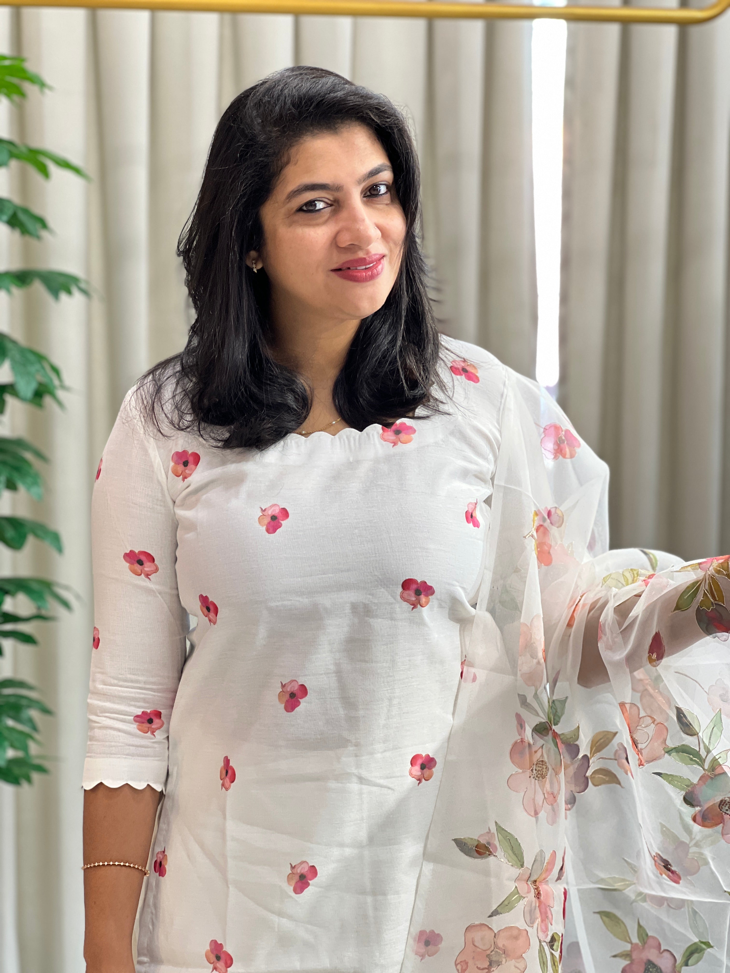 Floral Printed Design Chanderi Salwar Set | MR518