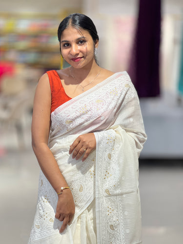 Lucknowi Inspired Embroidery Supernet Kota Saree | MR168