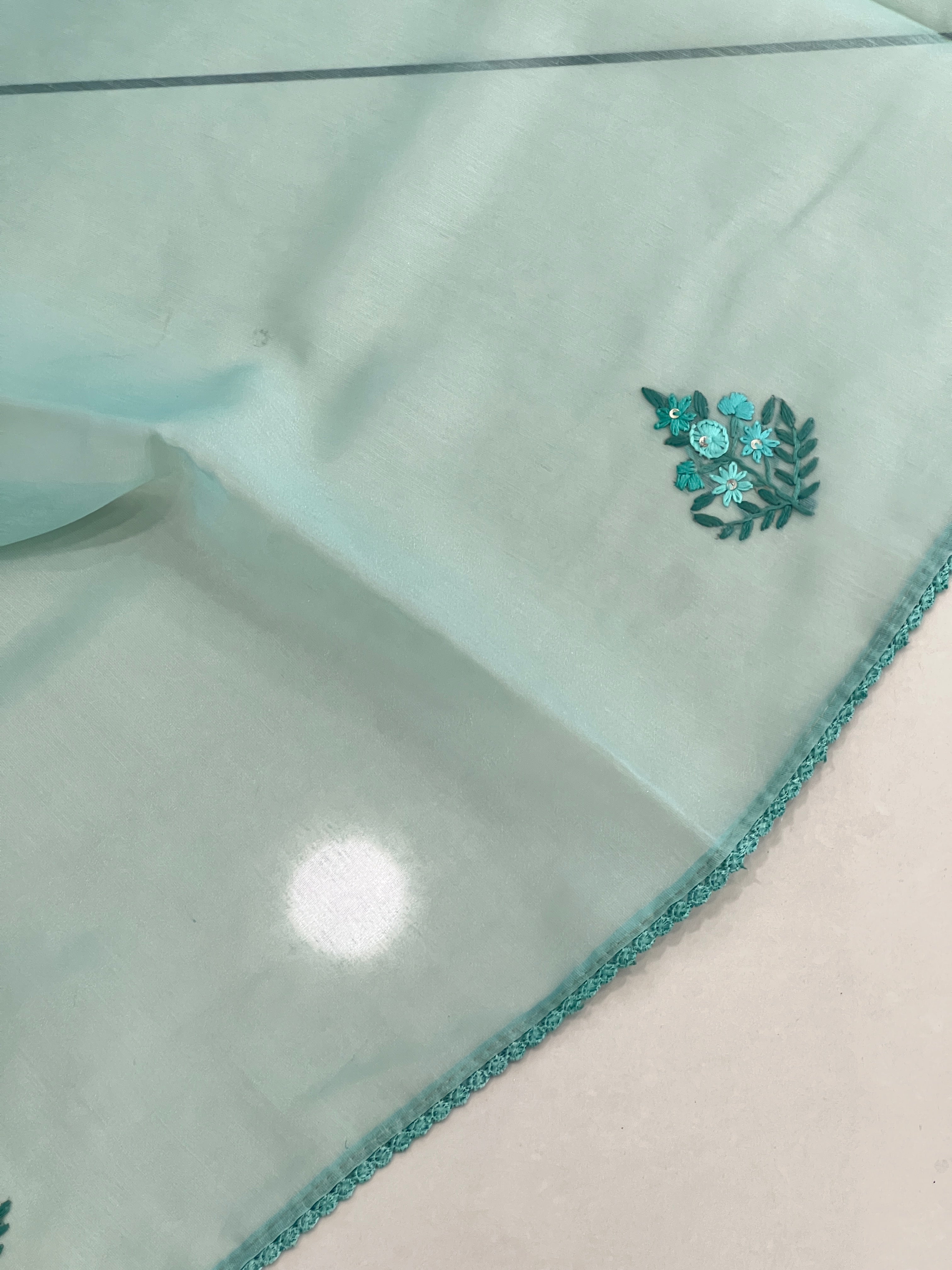 Floral Embroidery Tissue Organza Saree | BLD1123
