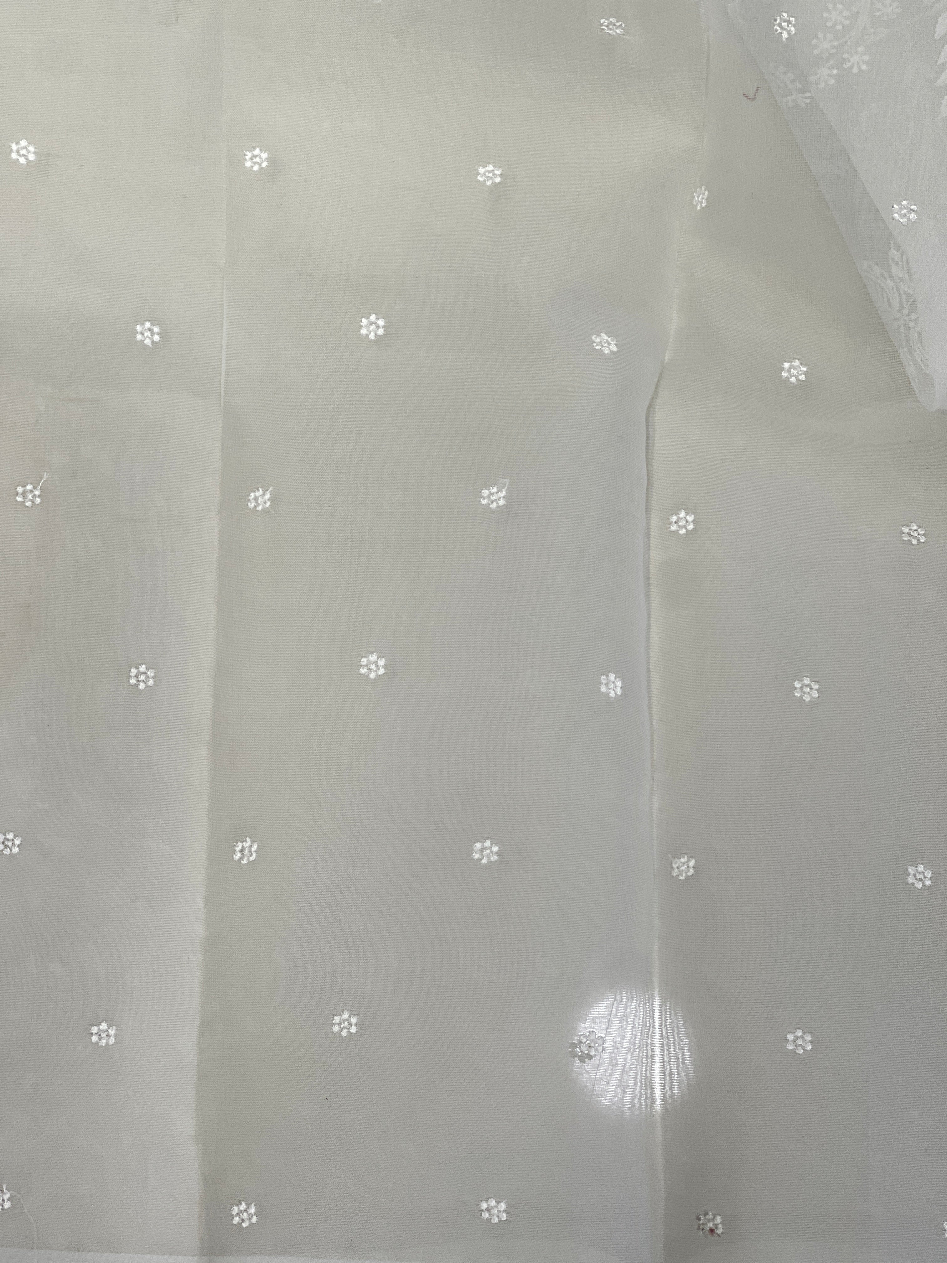 Floral Machine Embroidered Organza Saree | PKS135