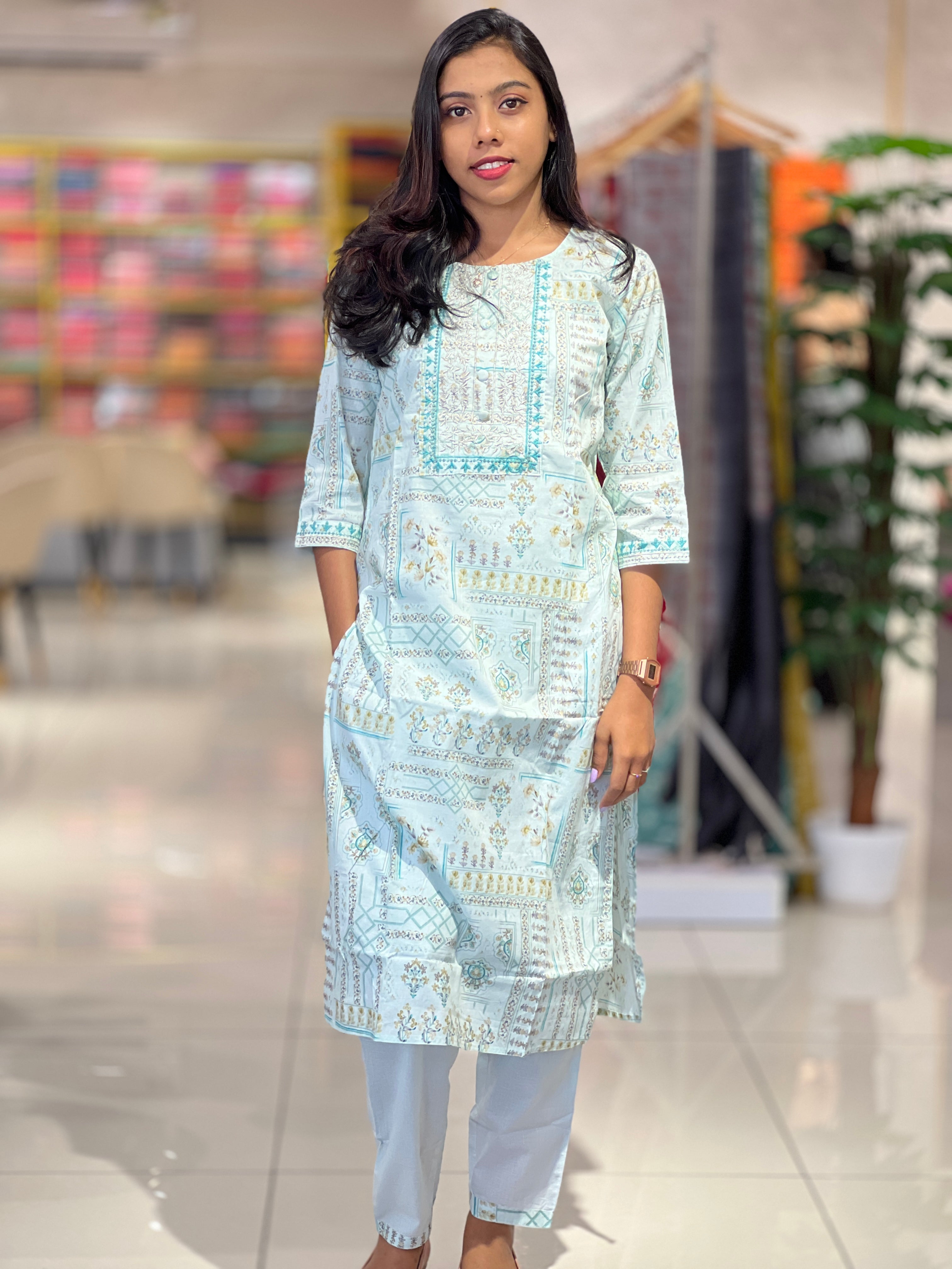 Printed Muslin Finish Kurta Set | NI470