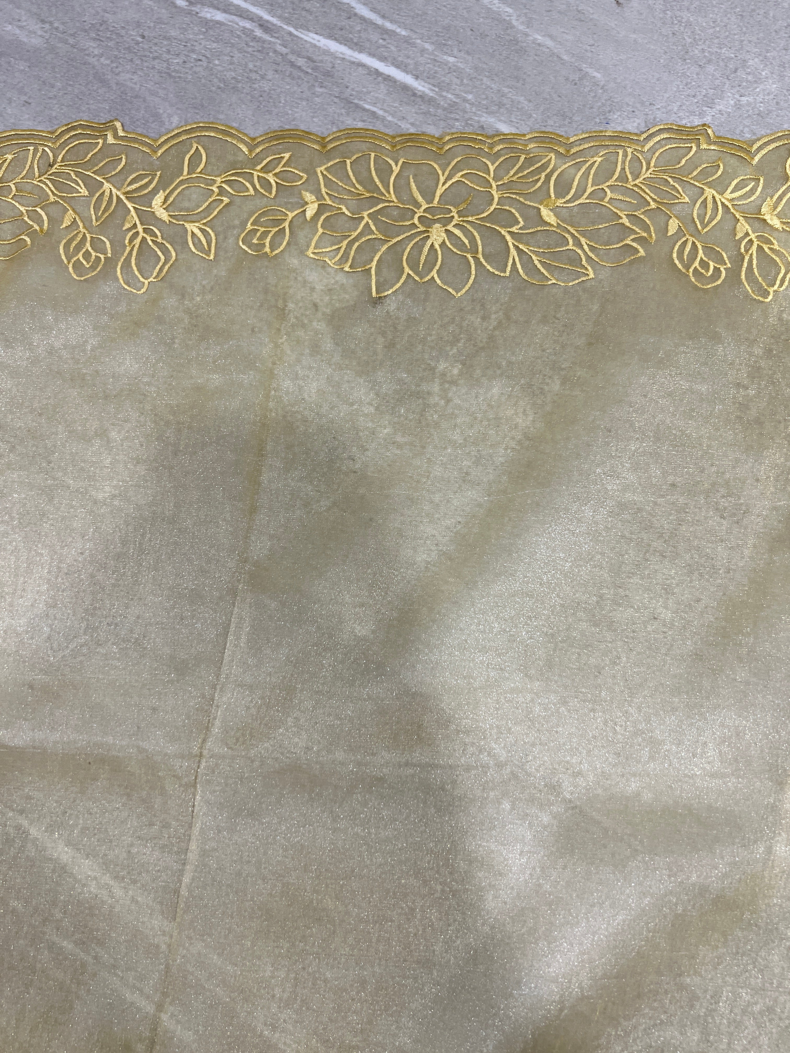 Floral Machine Embroidery Detailed Shimmer Organza Saree | BLD1521