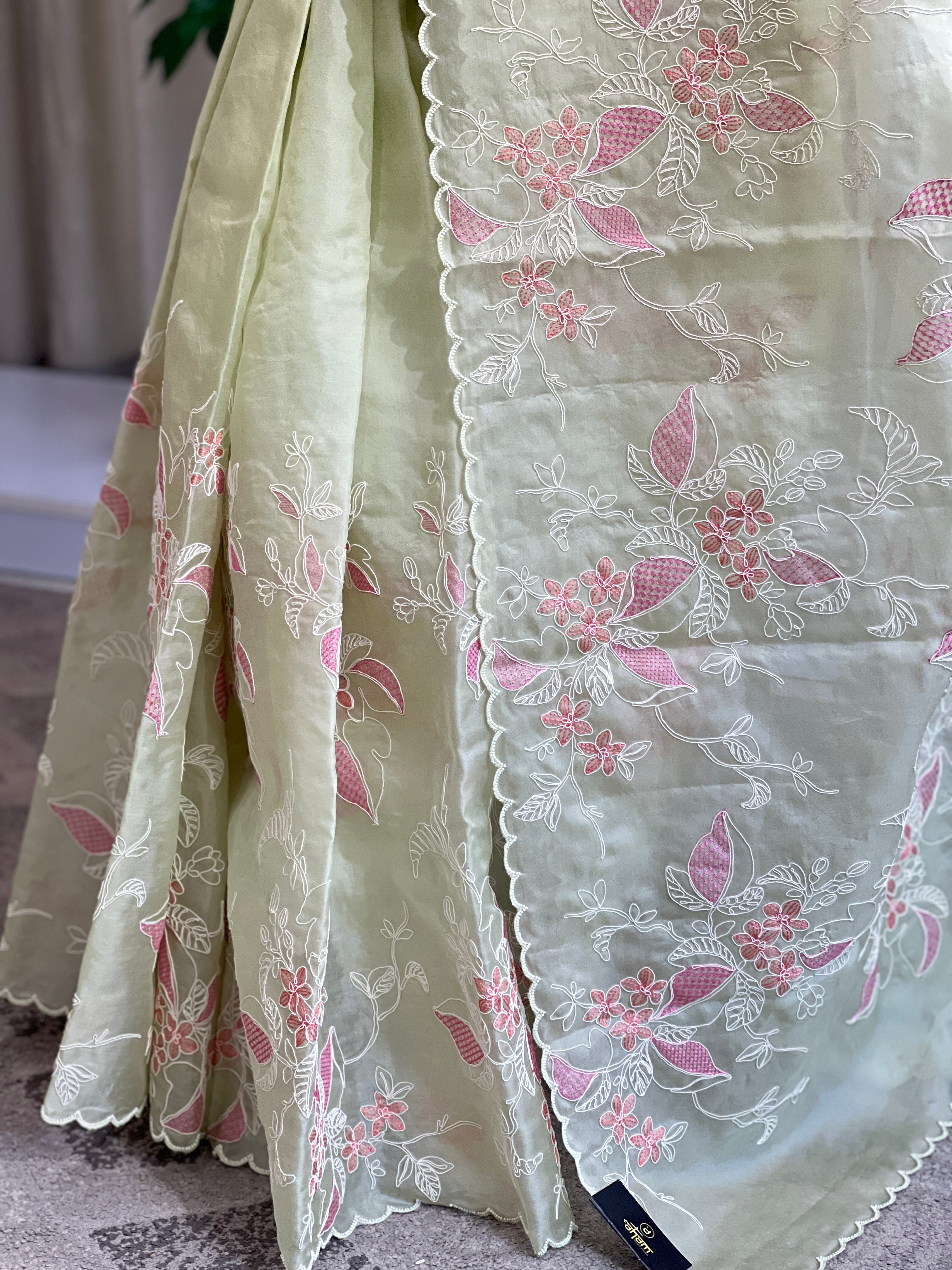 Code Embroidery Pure Organza Saree | YNG1557