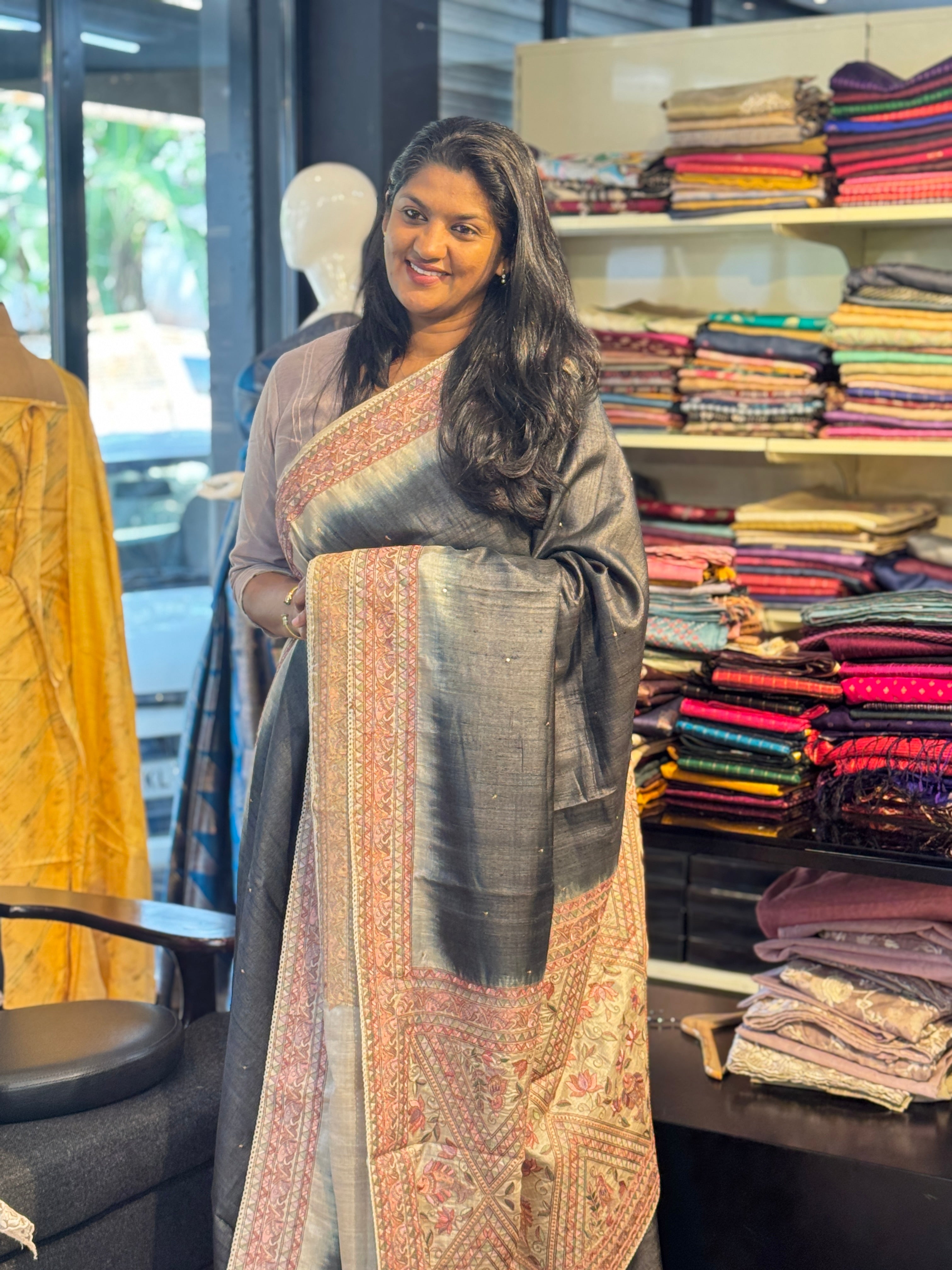 Madhubani Embroidery Detailed Pure Desi Tussar Saree | RGD836R