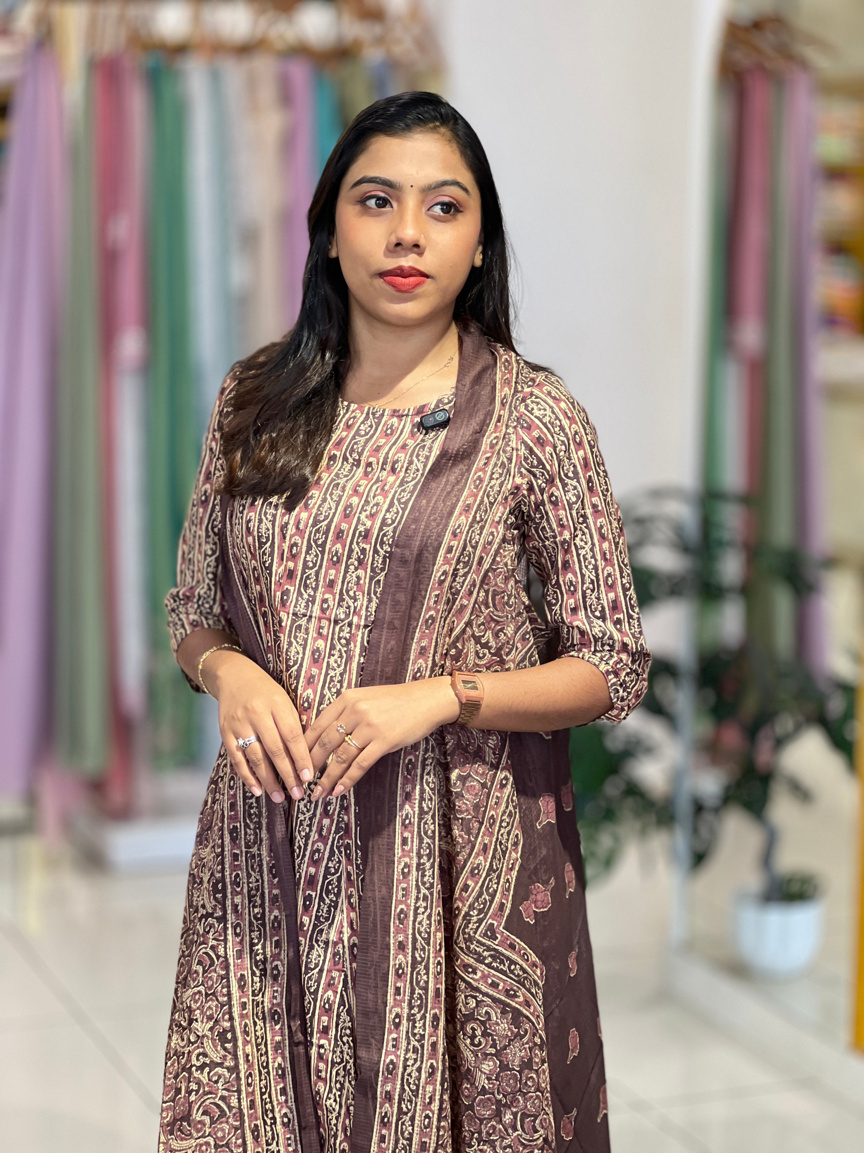 Floral Block Print Cotton Kurta Set |OMF156