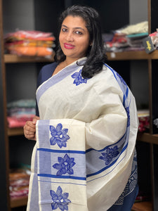 Hand Block Printed  Kerala Cotton Saree | GAT131