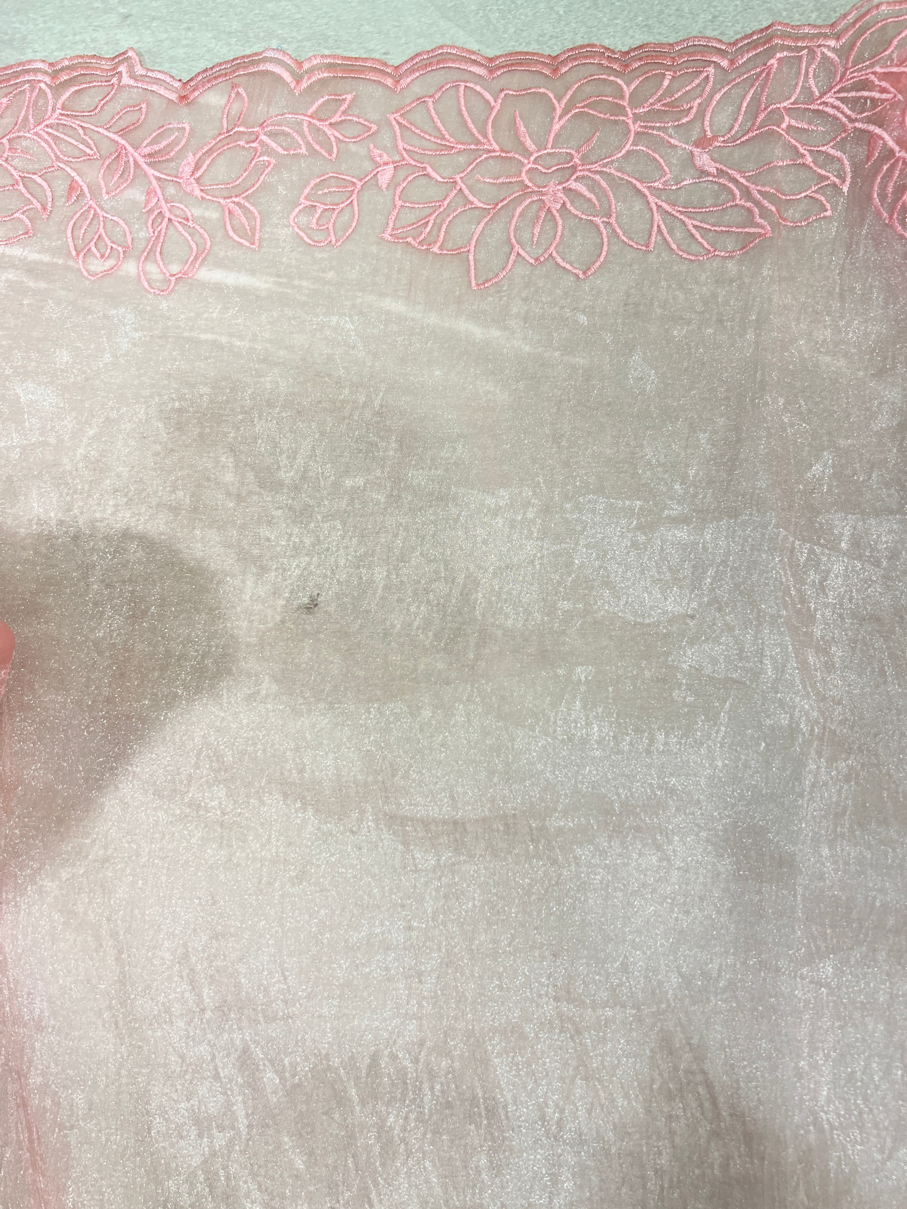 Floral Machine Embroidery Detailed Shimmer Organza Saree | BLD1522