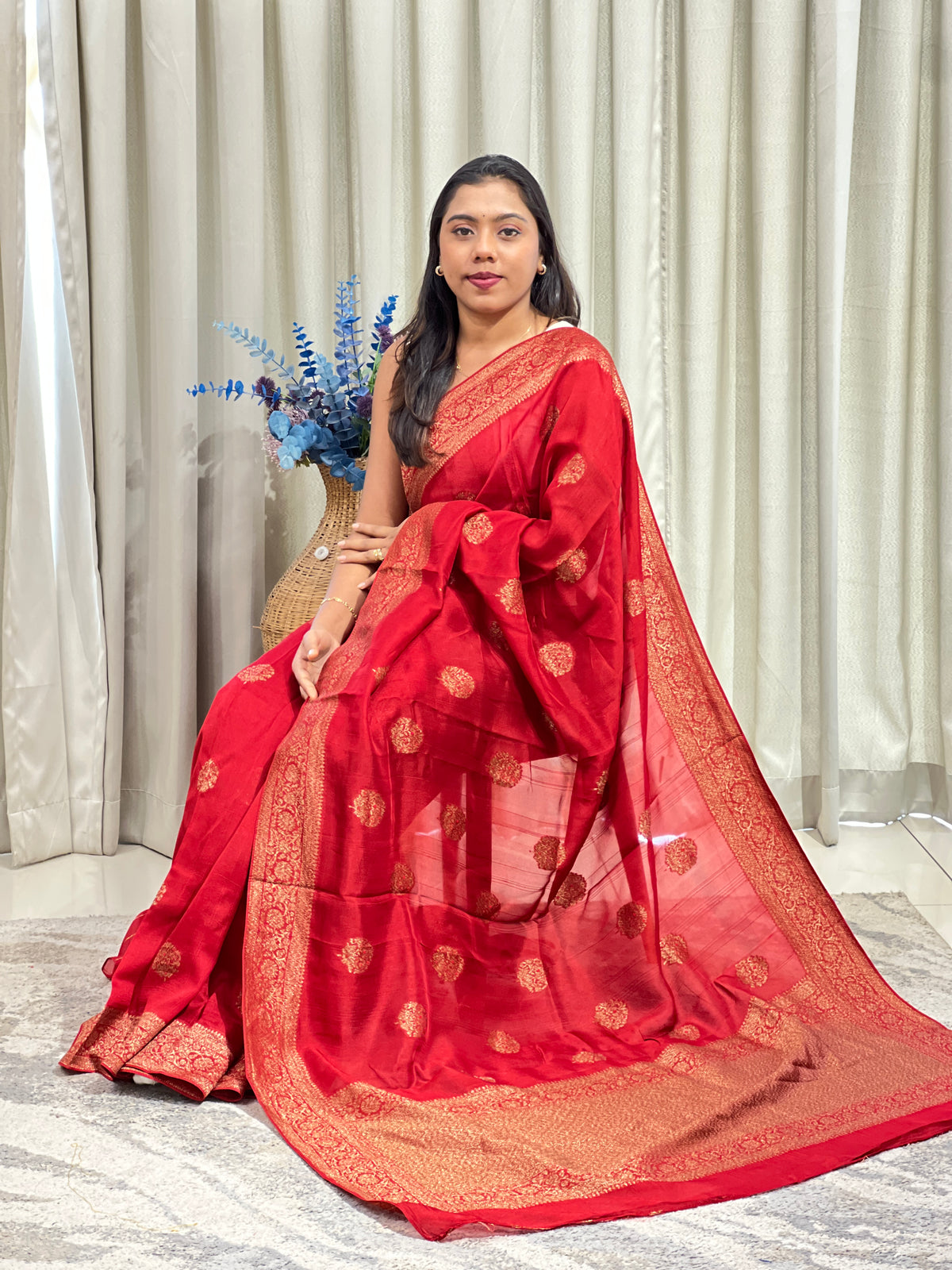 Meenakari Buta Semi Tussar Banarasi Saree | YNG1768