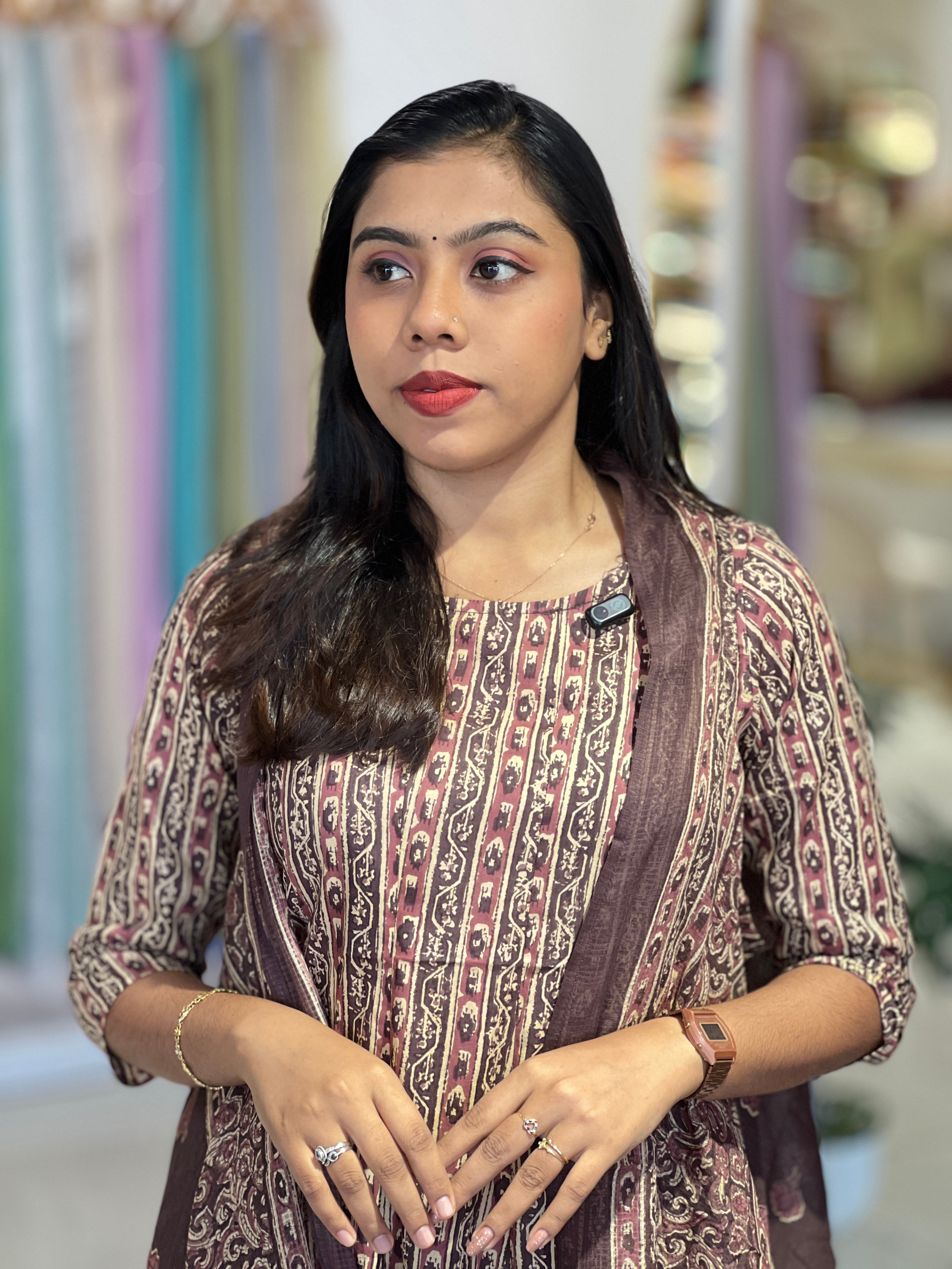 Floral Block Print Cotton Kurta Set |OMF156
