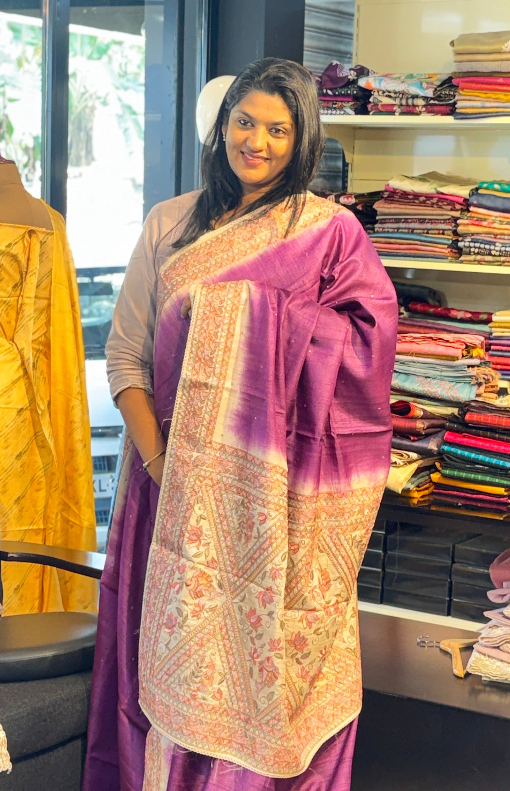 Madhubani Embroidery Detailed Pure Desi Tussar Saree | RGD834R