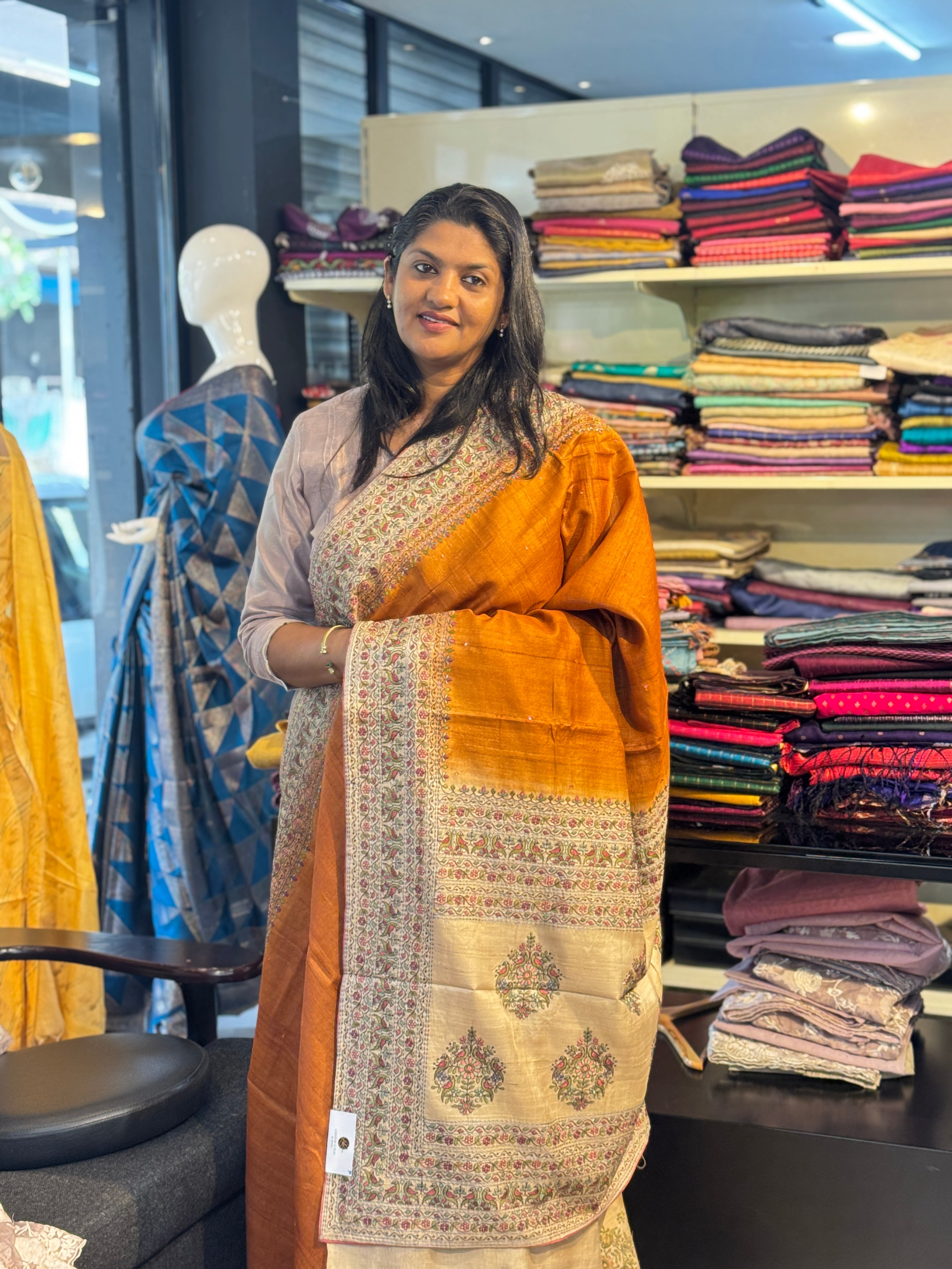 Madhubani Embroidery Detailed Pure Desi Tussar Saree | RGD830R