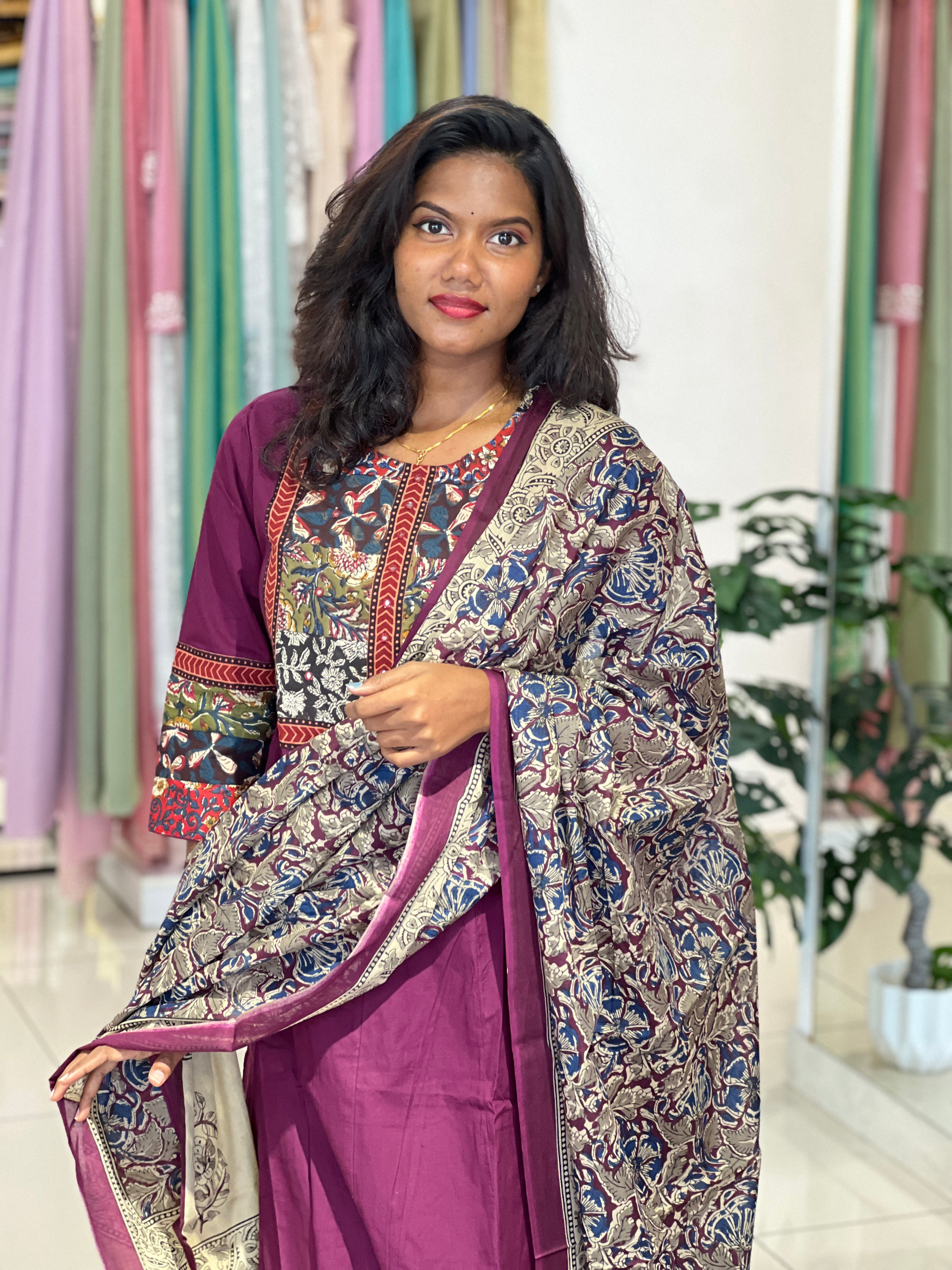 Multi Colour Patch Work Cotton Kurta Set |OMF135