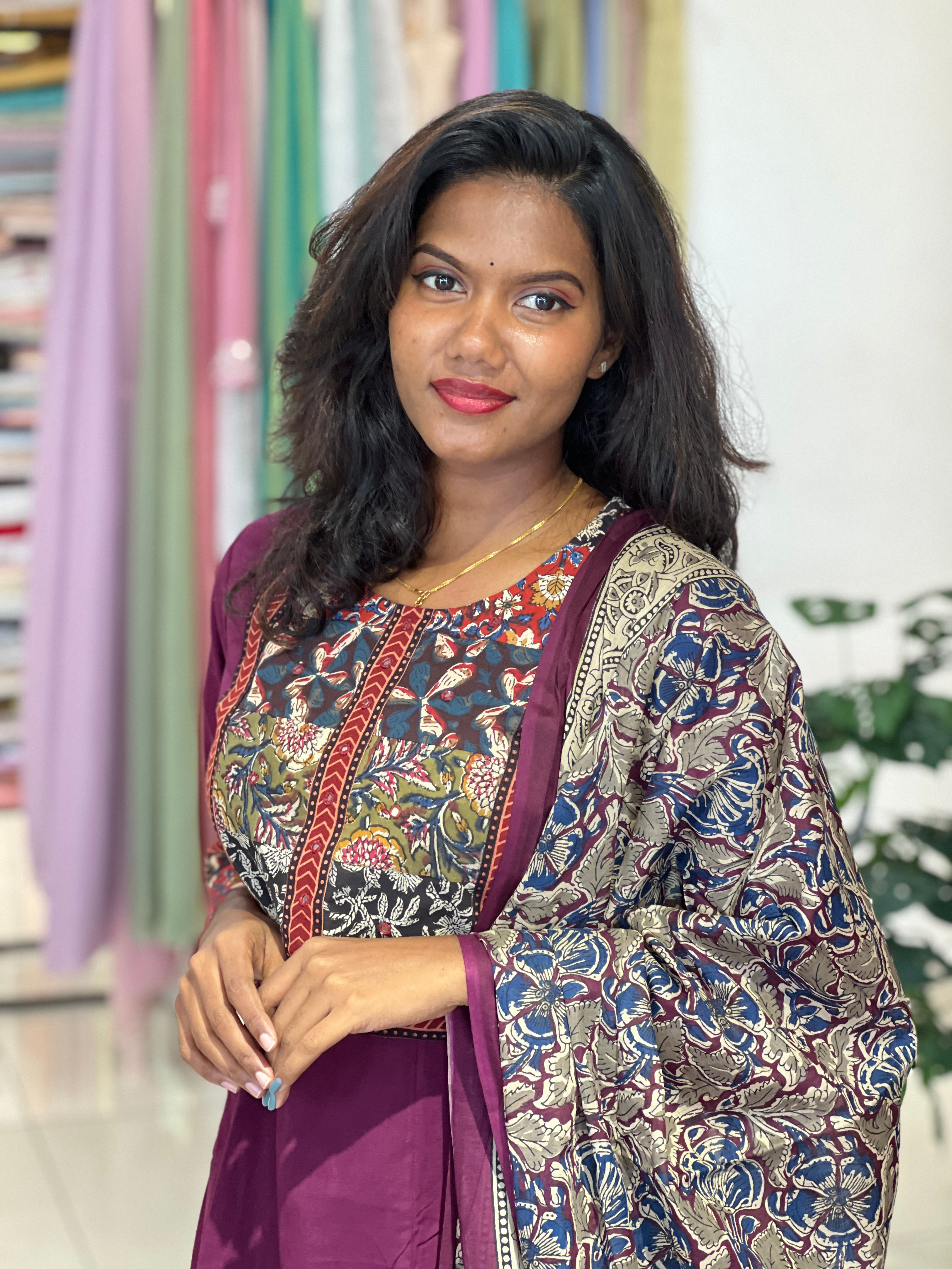 Multi Colour Patch Work Cotton Kurta Set |OMF135
