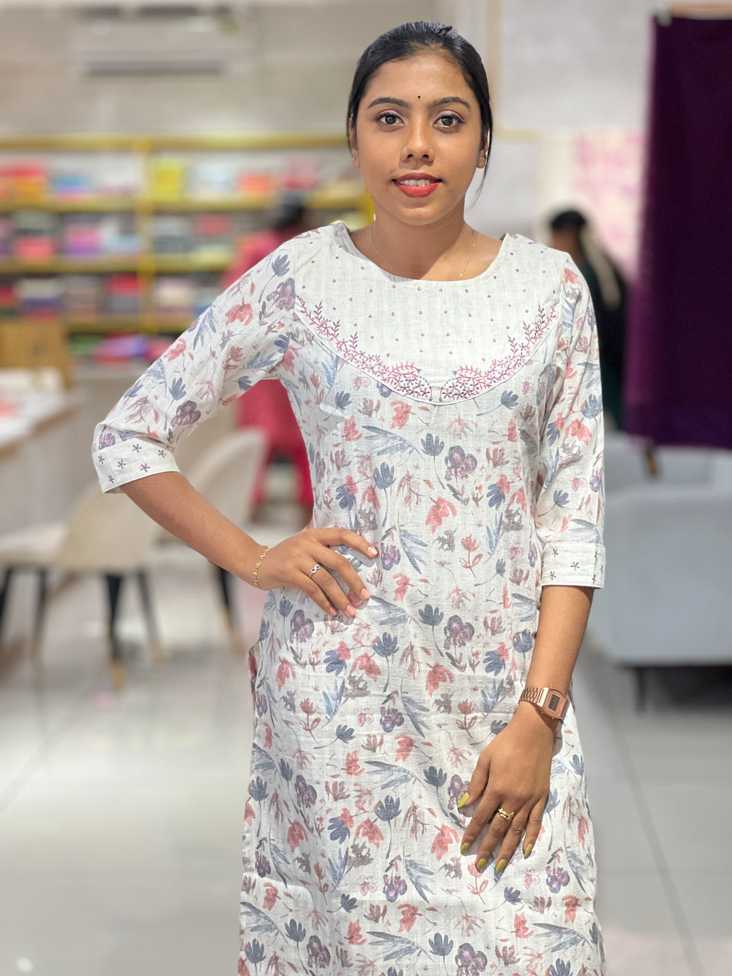 Digital Printed  Embroidery Cotton Kurta | TAL120