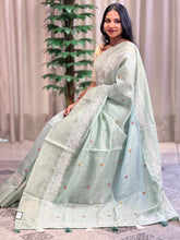 Floral Embriodered Geecha Tussar  Finish Saree | BLD1137