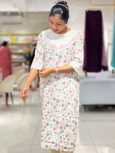 Digital Printed  Embroidery Cotton Kurta | TAL120