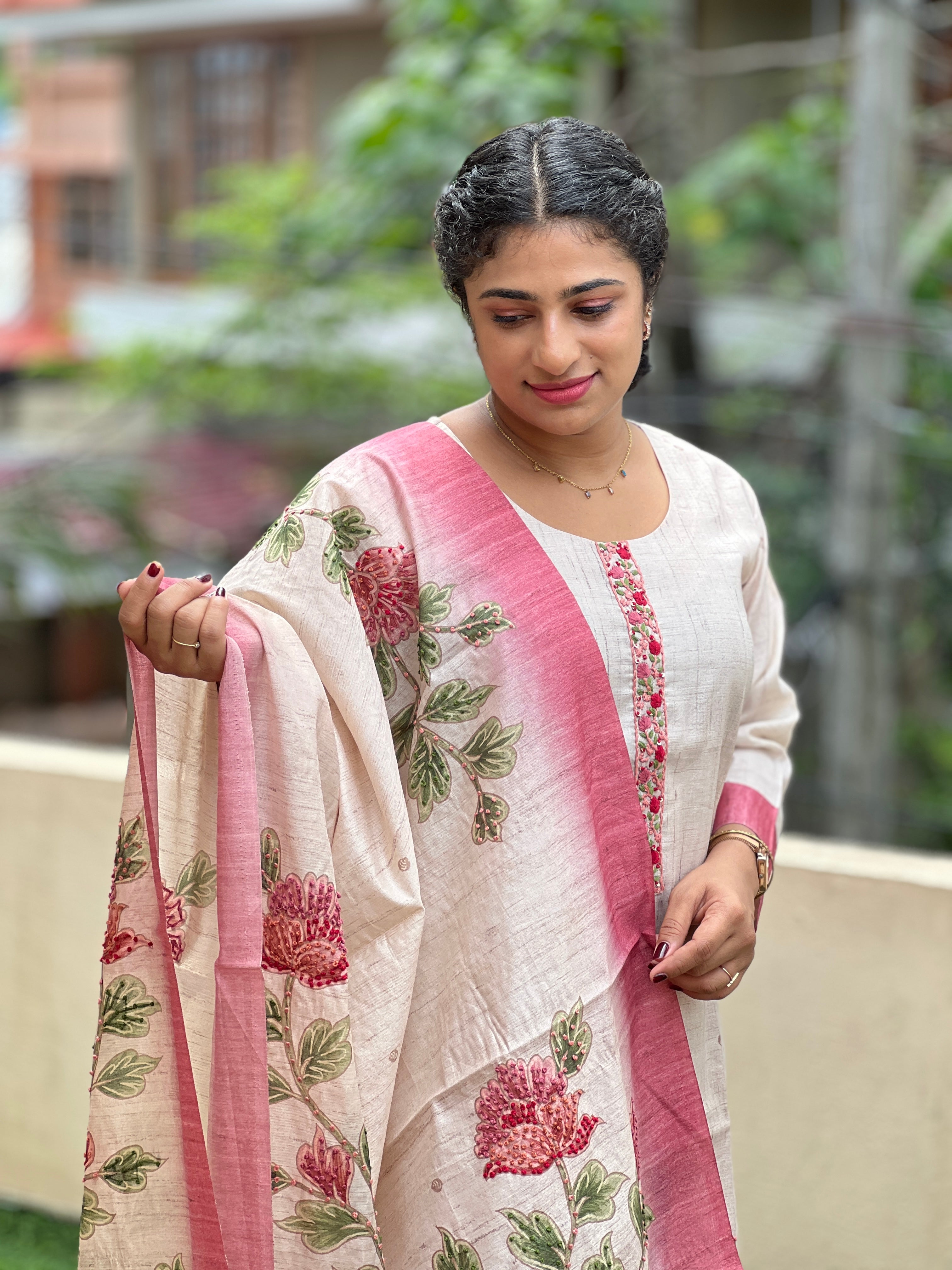 Panel Embroidery Design Tussar Finish Kurta Set | VAN119