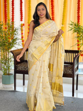 Temple Border Detailed Tissue Saree | KL415
