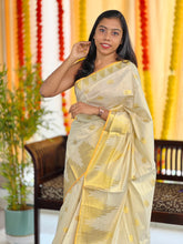 Temple Border Detailed Tissue Saree | KL415