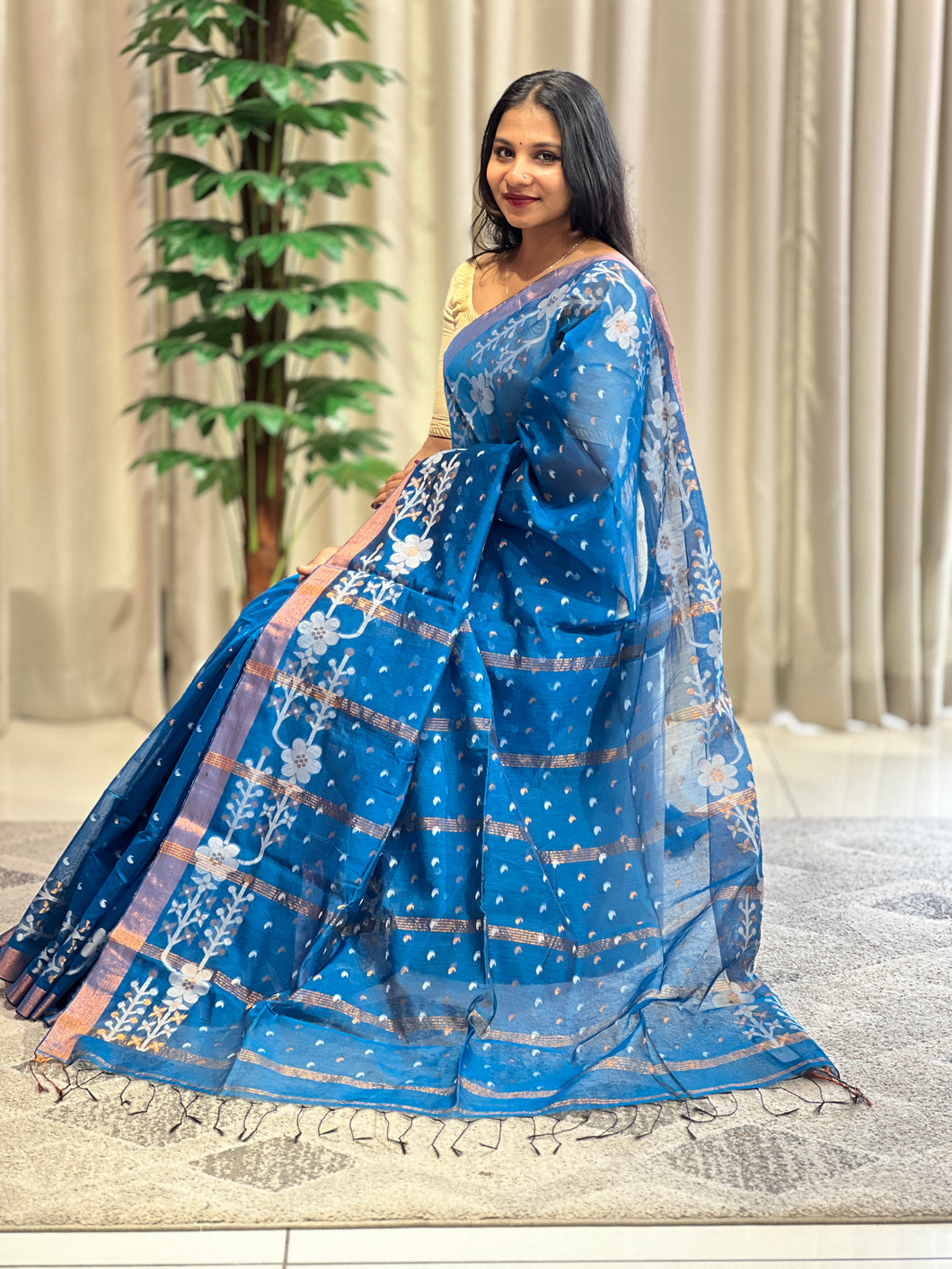 Traditional Jamdani Weaving Cotton Saree | RP740