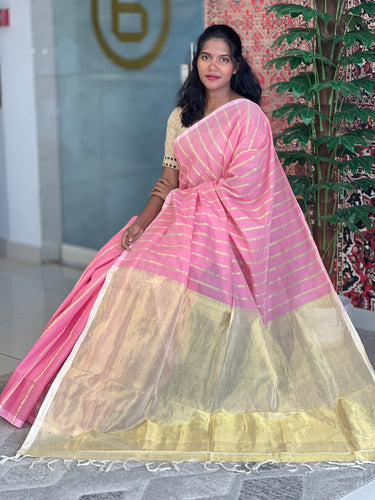 Zari Stripe Detailed Cotton Blend Saree | PH264