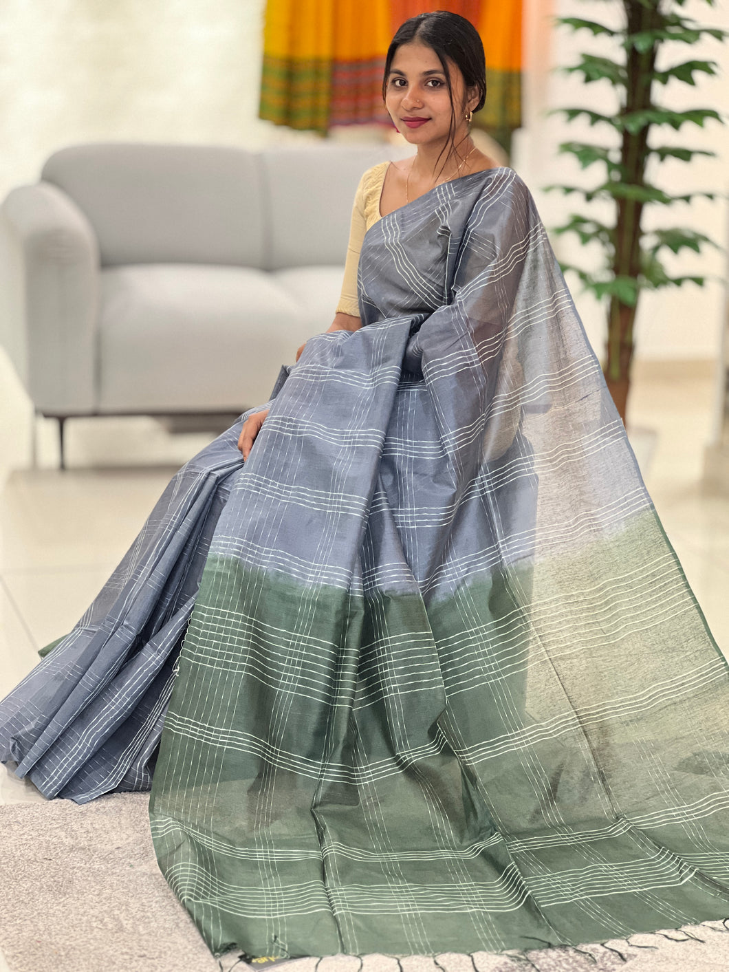 Kesiya Weaving Bhagalpuri Linen Saree | DLS237