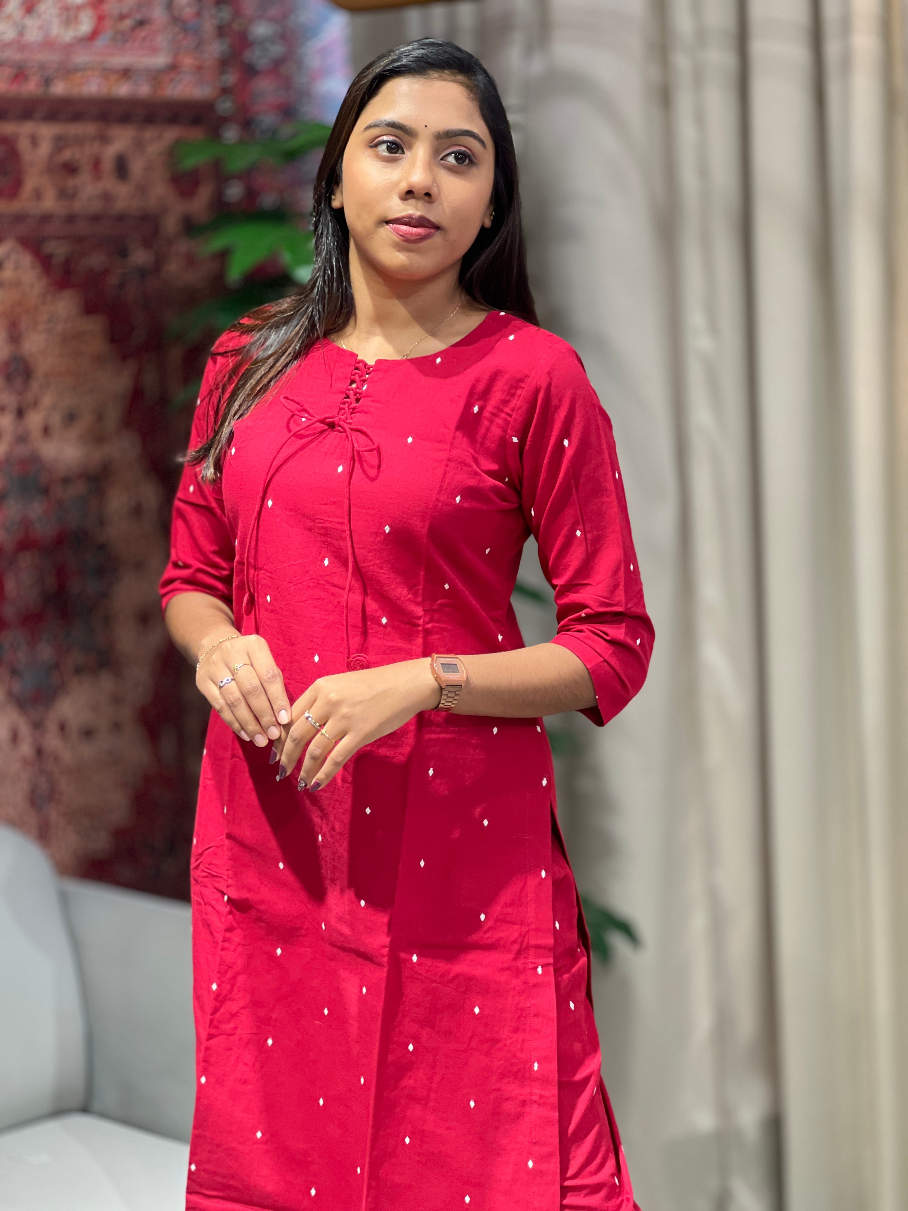 Embroidery Butta Detailed Cotton Kurta Set | SV292