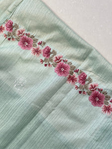 Cross Stitch Embroidery Geecha Tussar Finish Saree |  BLD1128