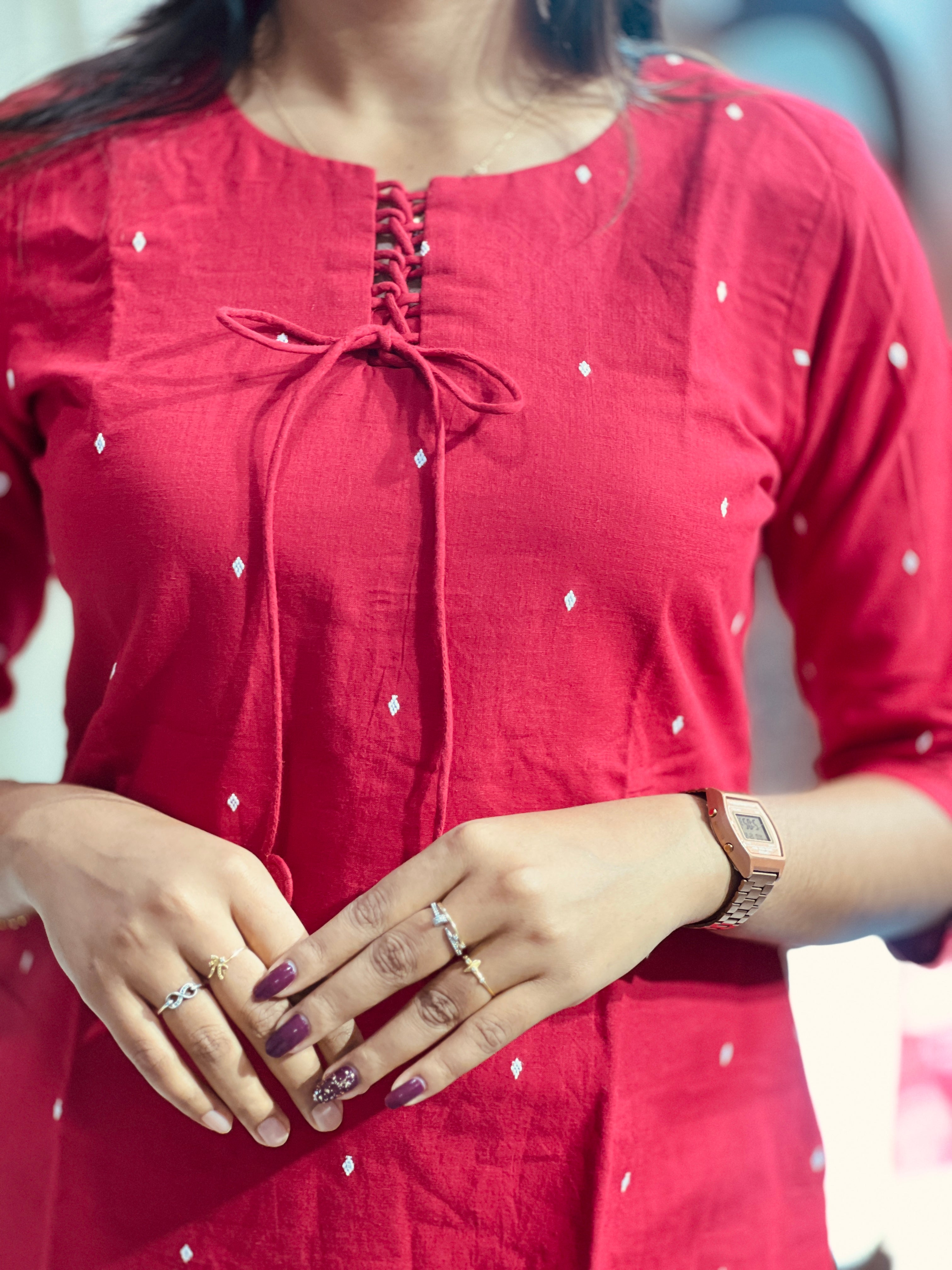 Embroidery Butta Detailed Cotton Kurta Set | SV292