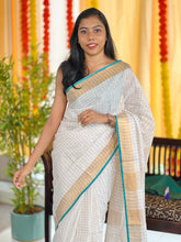 Zari Check Patterned Linen Saree | SK446