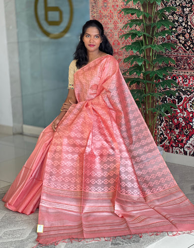 Self Weaving Geometric Patterned Tussar Saree | PNS207