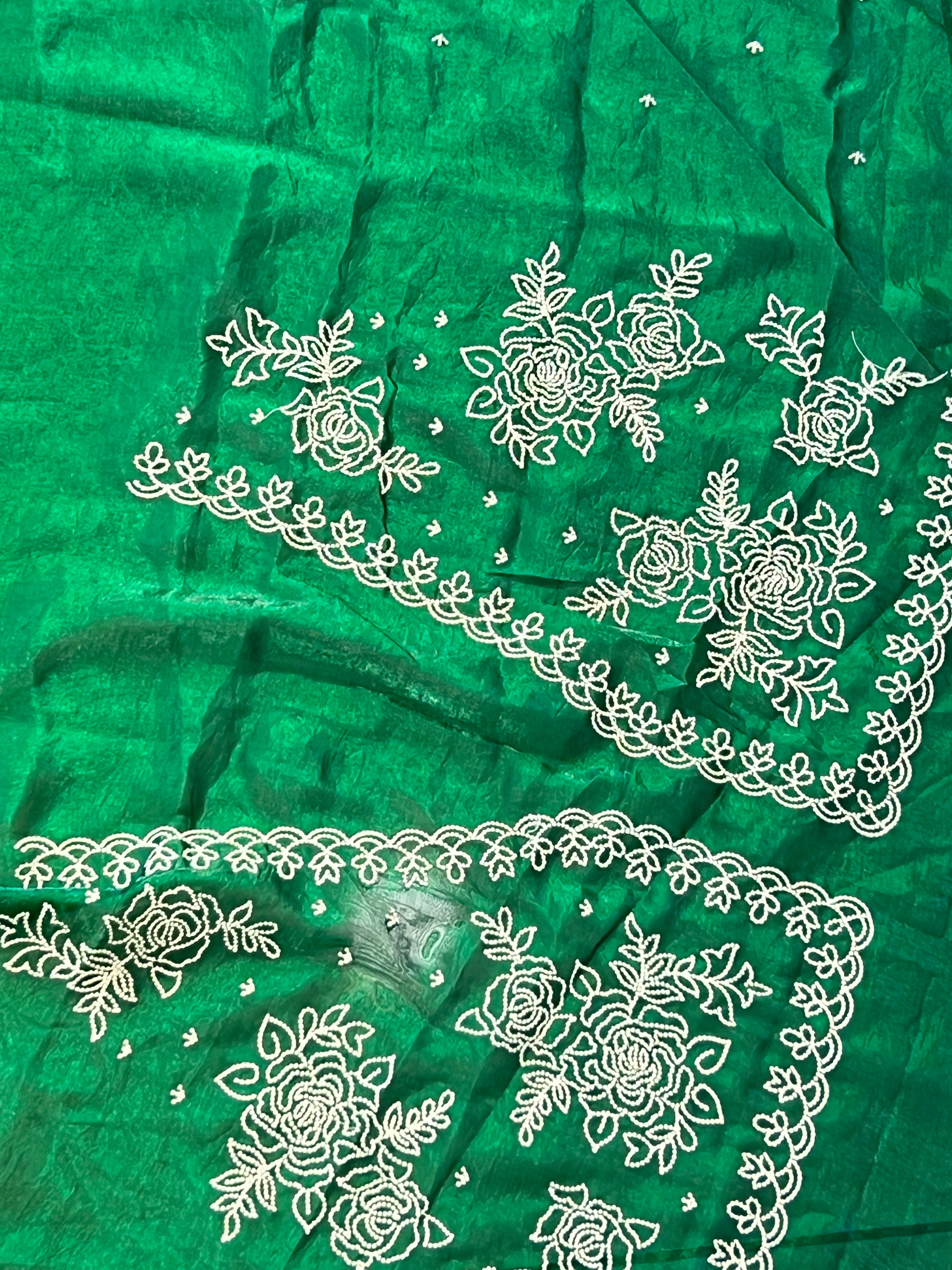 Floral Point Embroidery Velvet Organza Saree | BLD1118