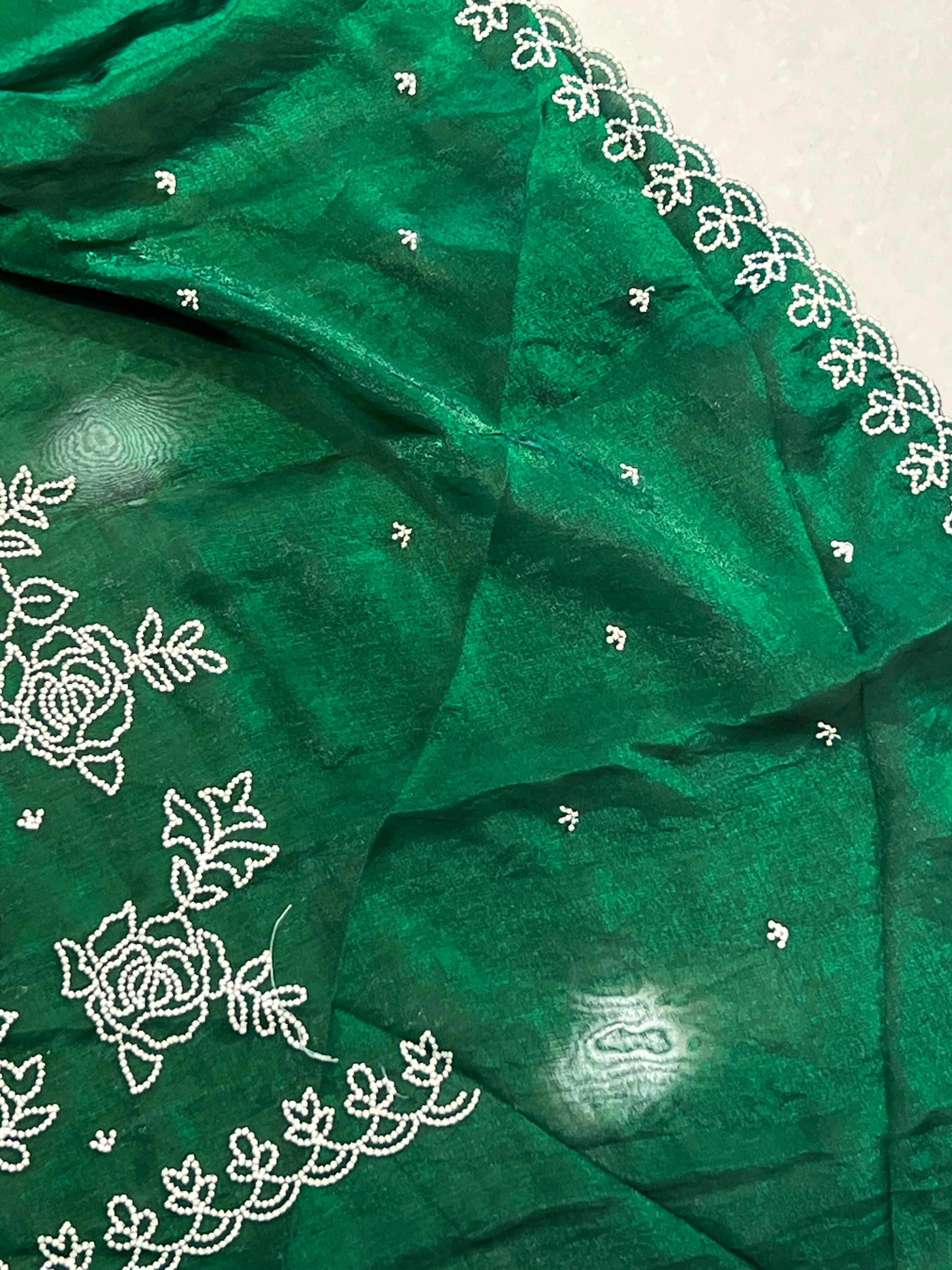 Floral Point Embroidery Velvet Organza Saree | BLD1118