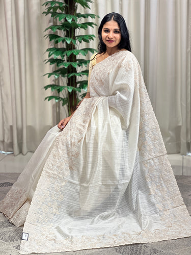Machine Embroidery Geecha Tussar Saree | BLD1127